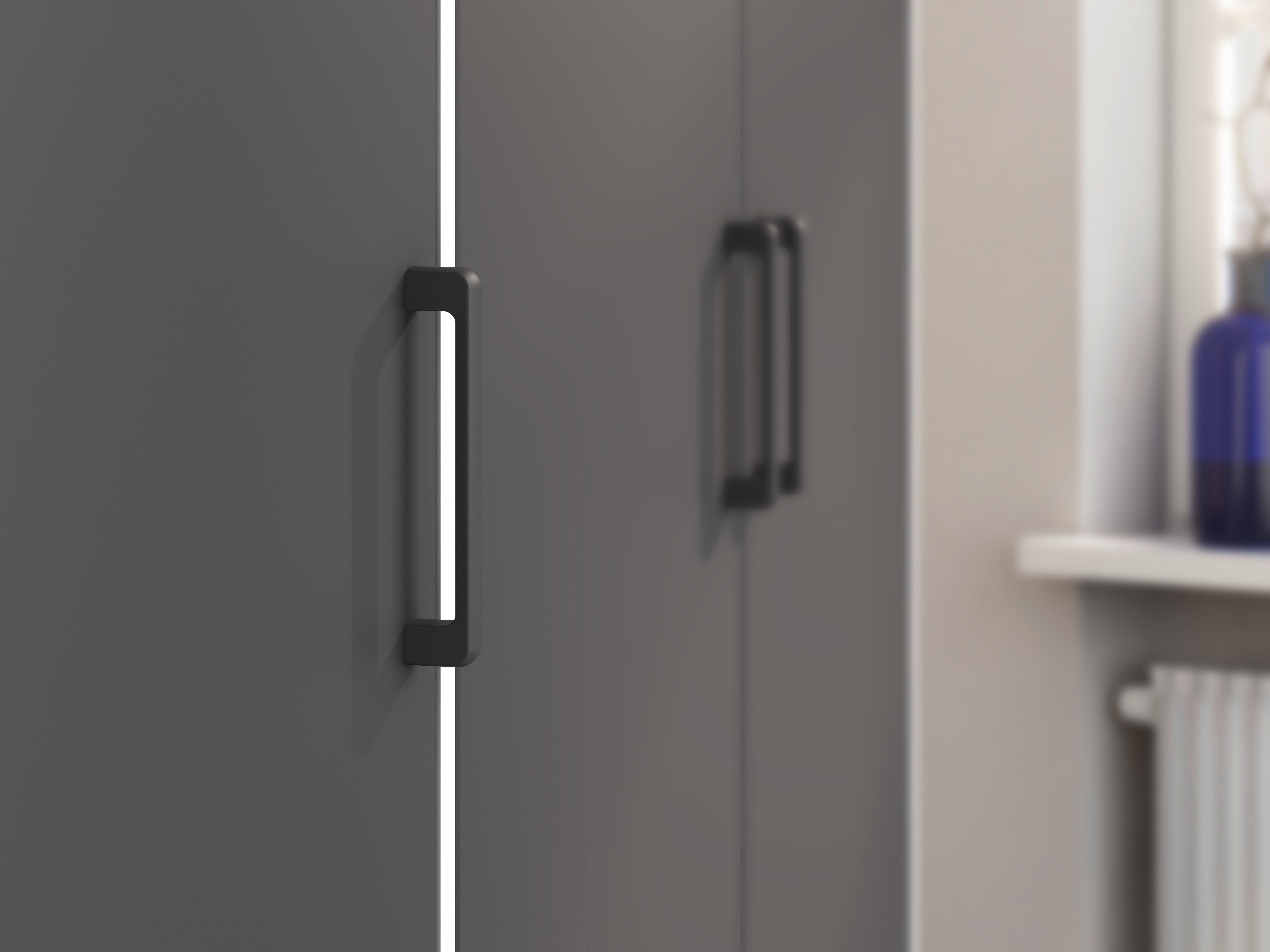 rauch Draaideurkast Kledingkast kast garderobe linnenkast VOYAGER moderne grepen in grijs metallic met buitenlades made in germany