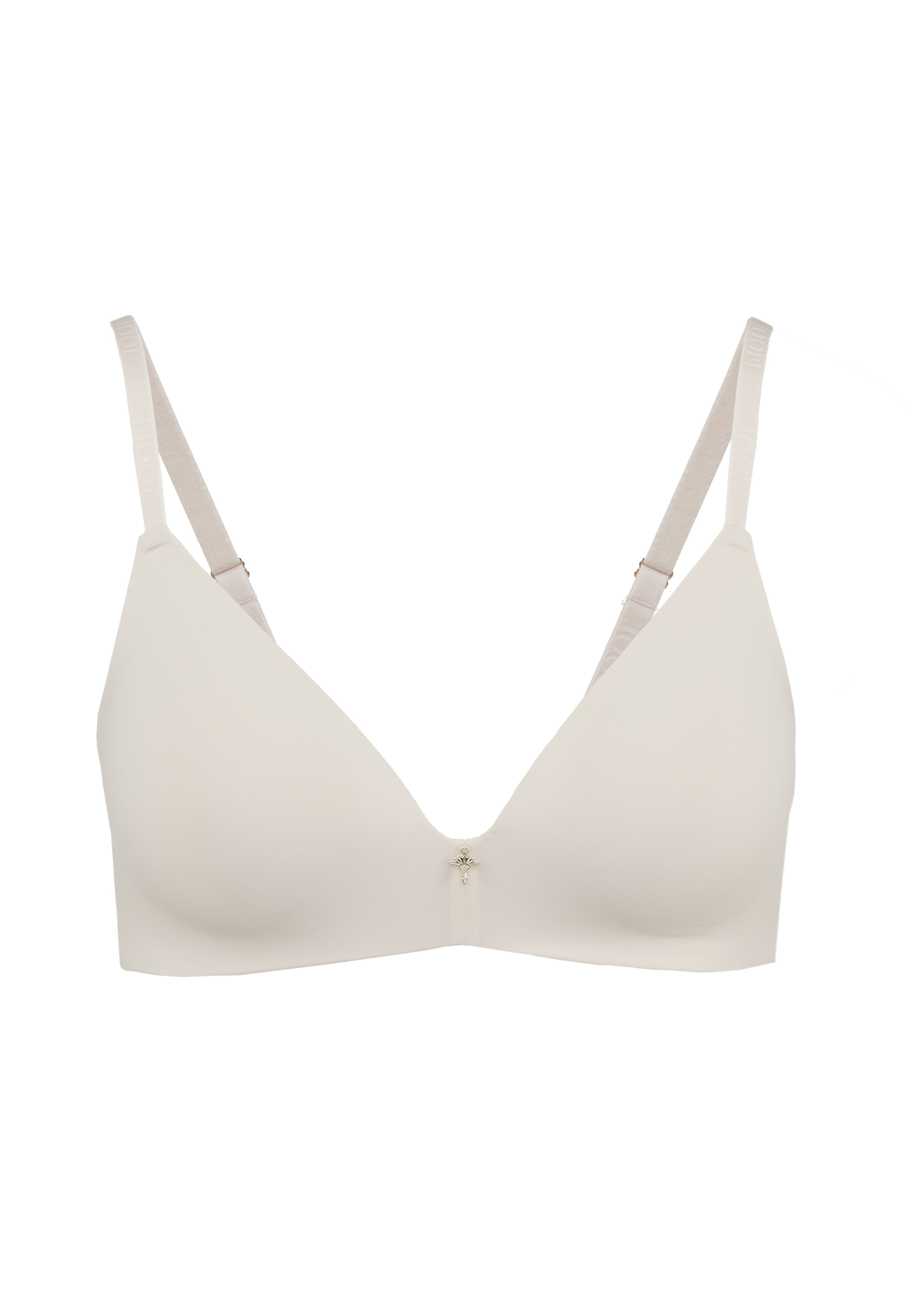 JOOP! Beugelloze-bh Sensation met edel metalen logo op de middenstijl
