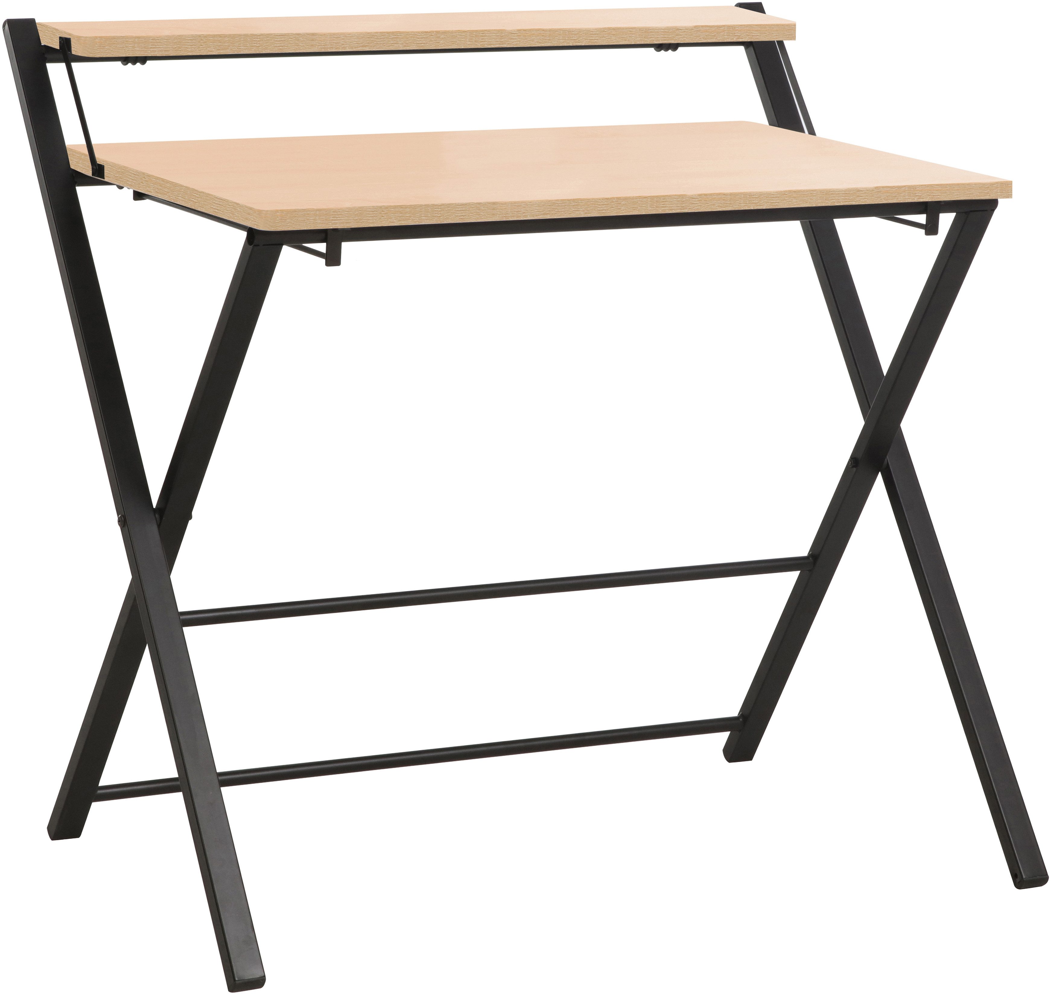 INOSIGN Pc-bureau SULBY, laptoptafel, bureau, met planchet, Metalen frame, opvouwbaar, ruimtebesparend, max. 86,5x82,5 cm bureaus beige