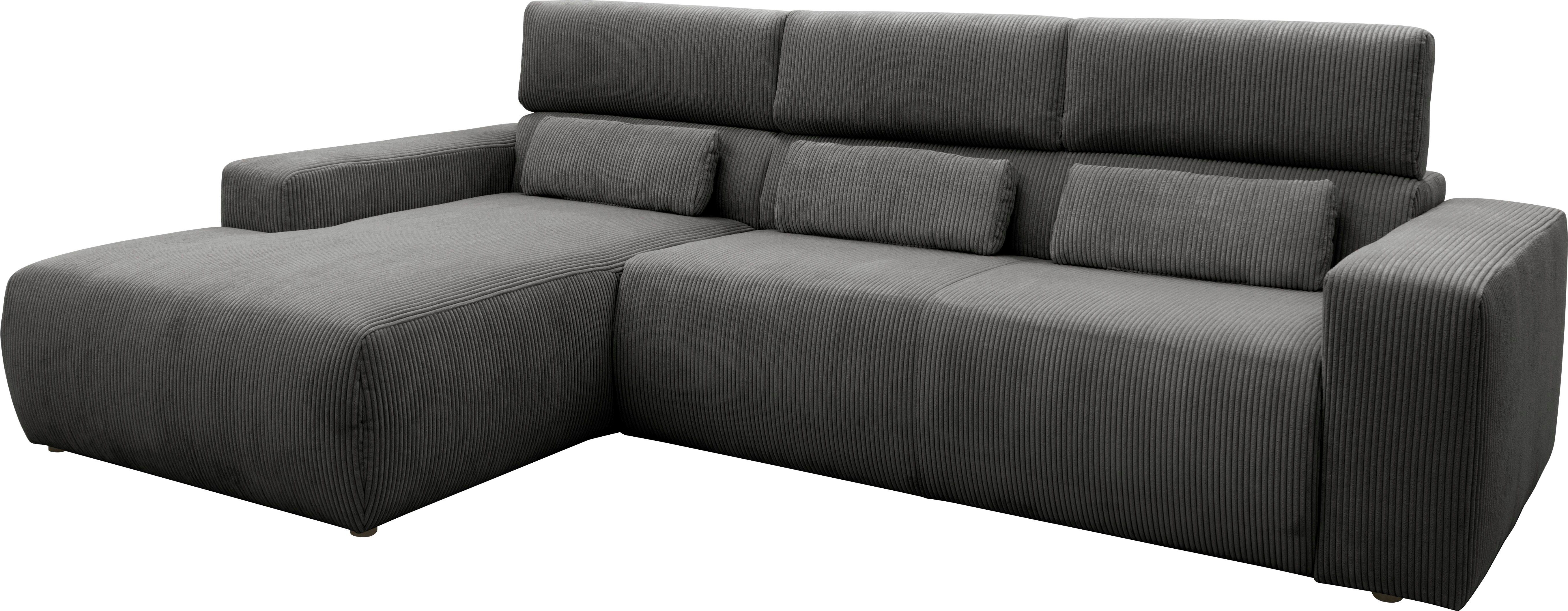 DOMO collection Hoekbank Brandon B/D/H: 289/177/80 cm, keuze met zitdiepteverstelling, L-vorm