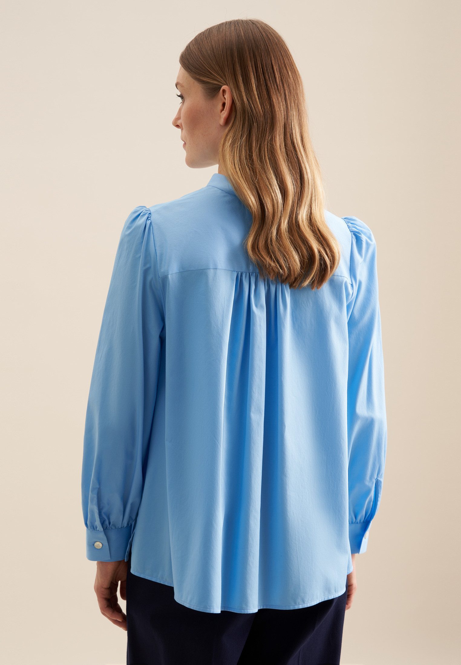 seidensticker Klassieke blouse Zwarte roos Lange mouwen kraag uni