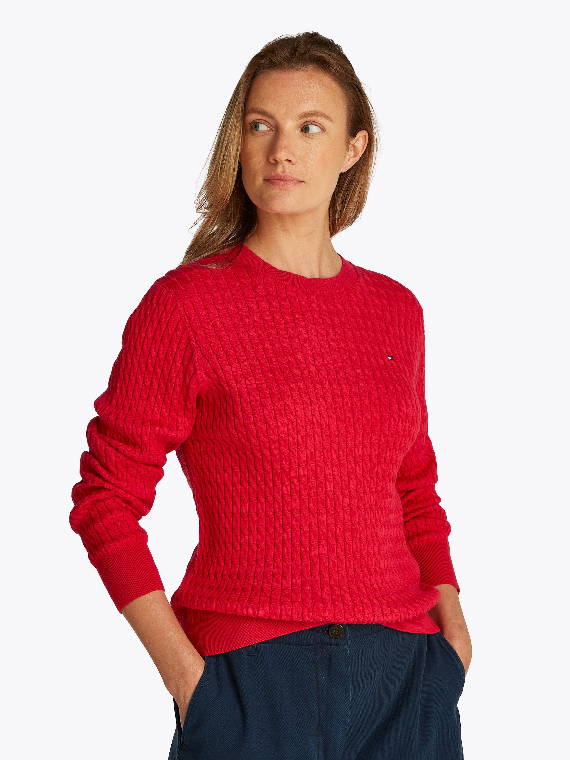Tommy Hilfiger Trui met ronde hals CO CABLE C-NK LS SWEATER