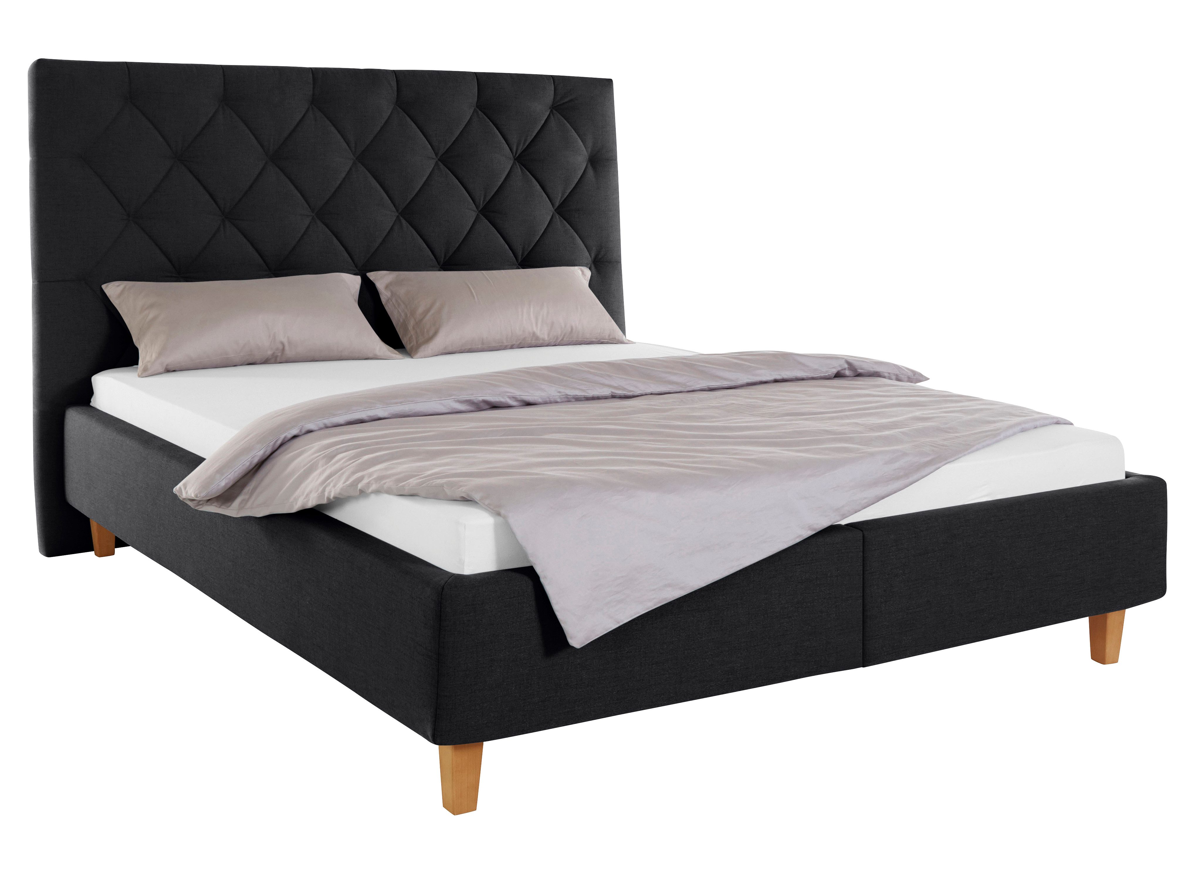 Home affaire Gestoffeerd bed Sunley 140 Kruisstiksel, hoofdbordhoogte 142 cm, zonder of met matras/lattenbodem