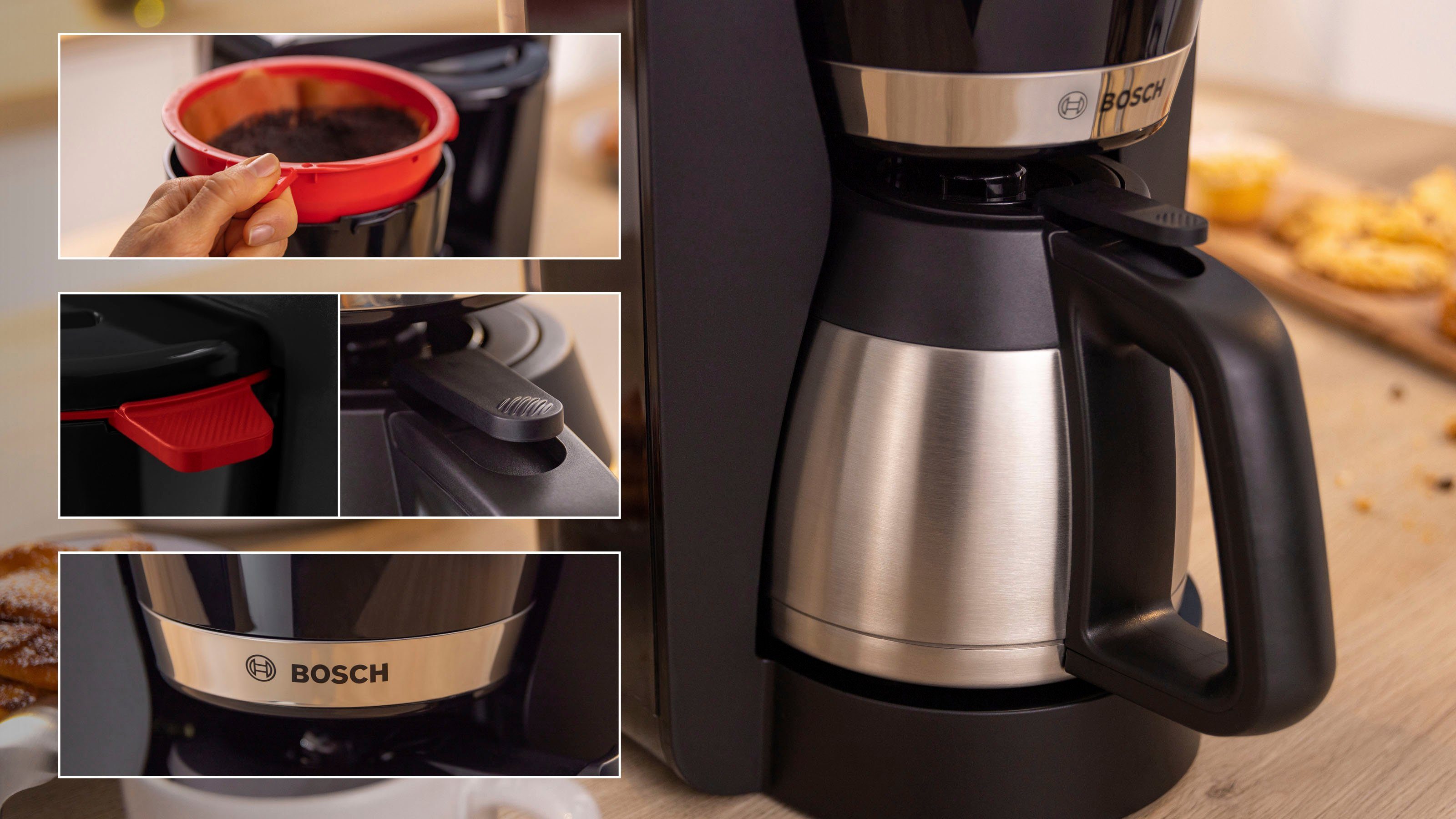 BOSCH Filterkoffieapparaat MyMoment TKA6M273, 1,1 l, voor 8-12 kopjes, intensief aroma, ontkalkingsprogramma, thermoskan, 1200 w