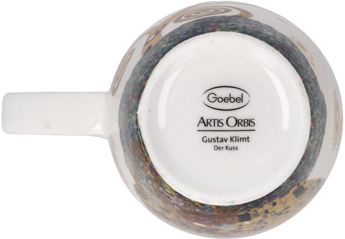 Goebel Kopje Klimt Artis Orbis, theekop met deksel/zeef, metaal, Gustav Klimt - De Kus