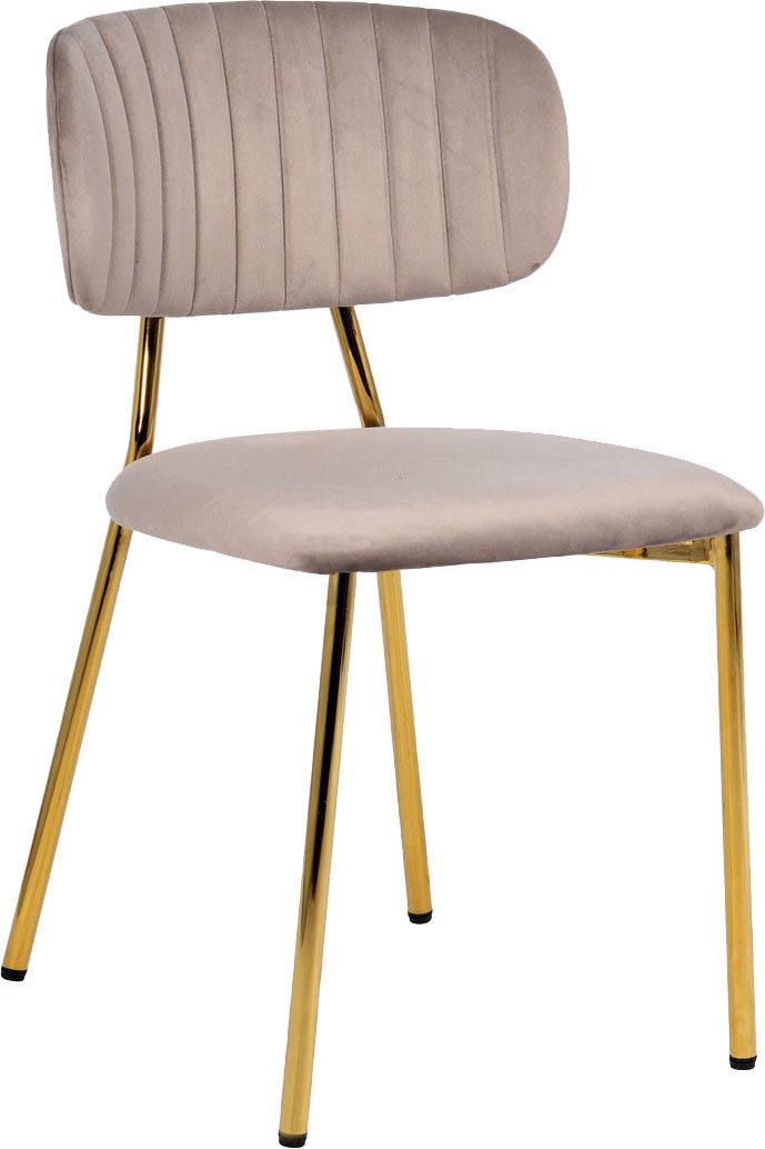 Kayoom Stoel Giselle 125 2-delige set, onderhoudsvriendelijke fluwelen bekleding met armleuningen, goudkleurige frame van roestvrij staal, fluwelen bekleding, decoratieve stiksels (set, 2 stuks)