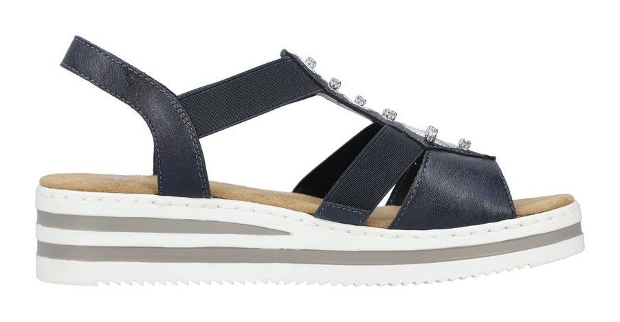 Rieker Sandalen , zomerschoen, sandaal, sleehak, met gestreepte zool