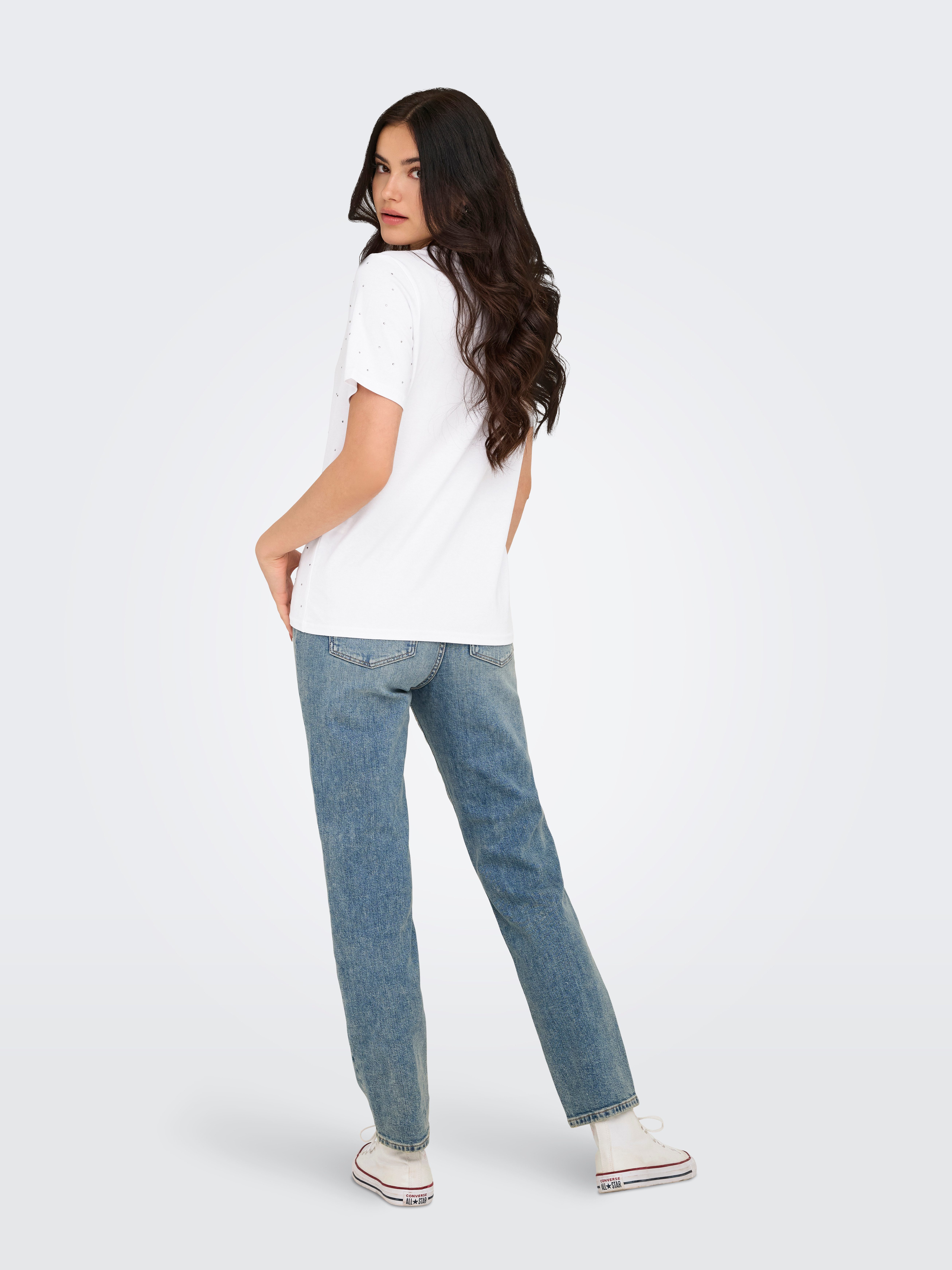Only Shirt met korte mouwen ONLMONJA S/S STUDS TEE JRS