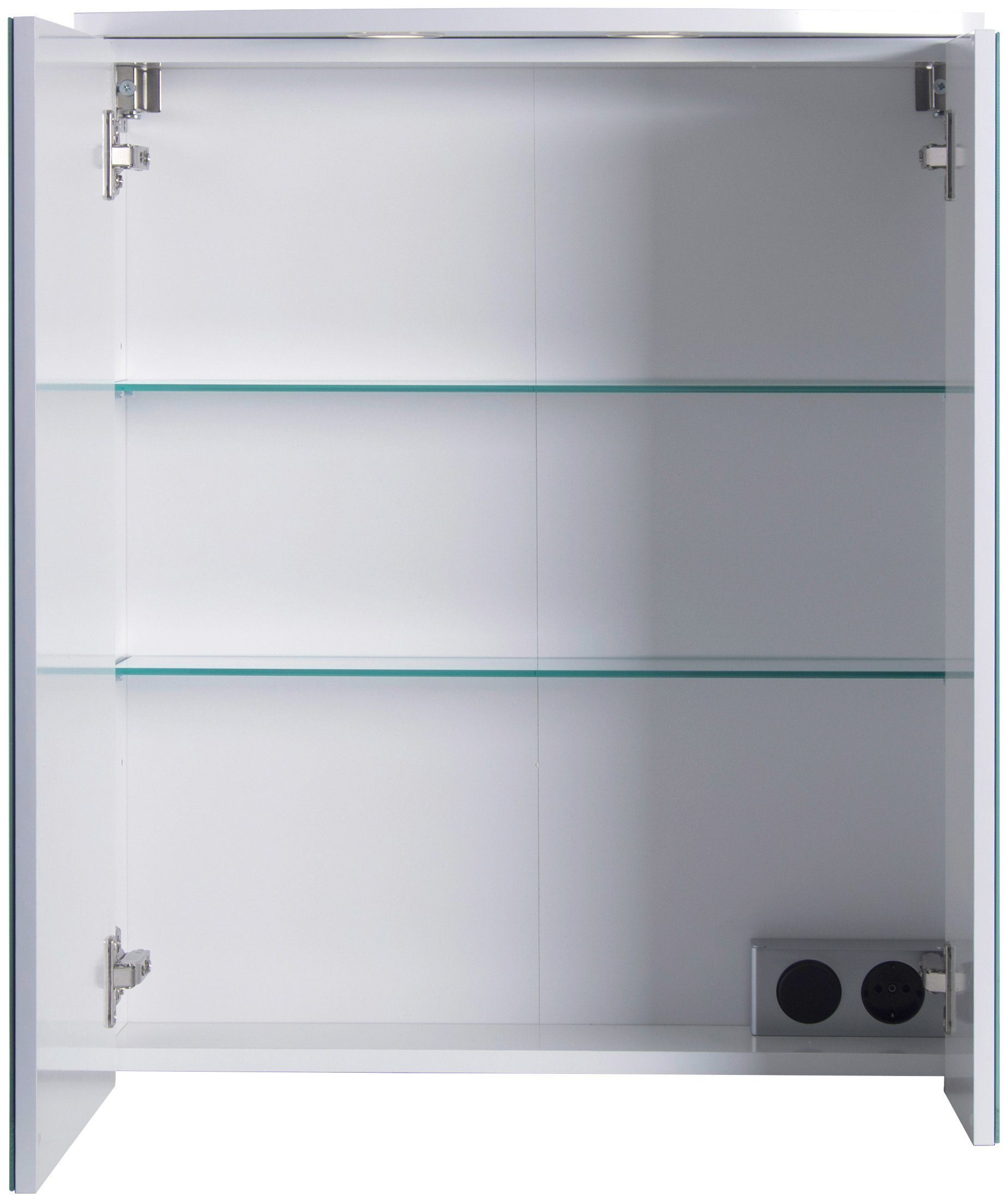 Schildmeyer Spiegelkast Verona Breedte 60 cm, 2-deurs, 2 led-inbouwspotjes, schakelaar-/stekkerdoos