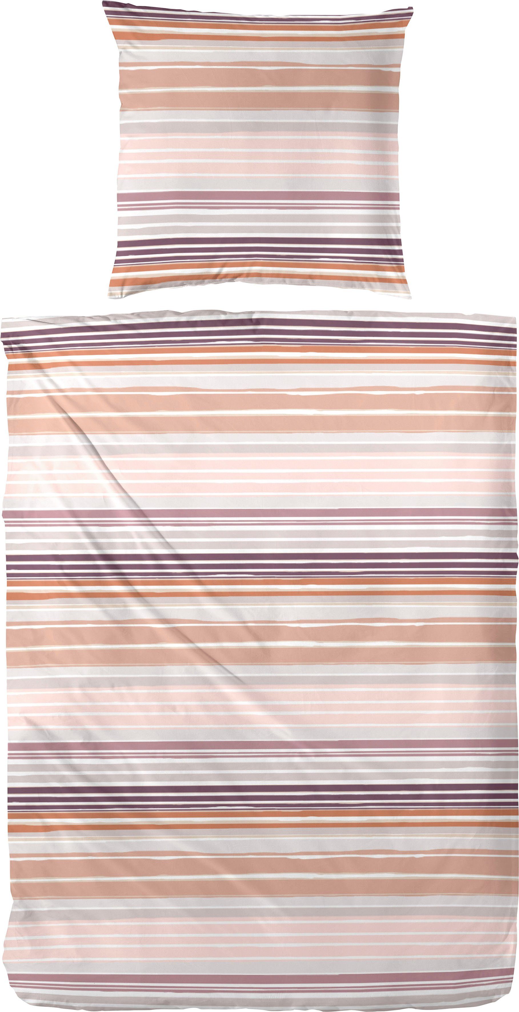 Primera Overtrekset Wavy Stripe met moderne strepen in frisse kleuren (2-delig) dekbedovertrekken oranje