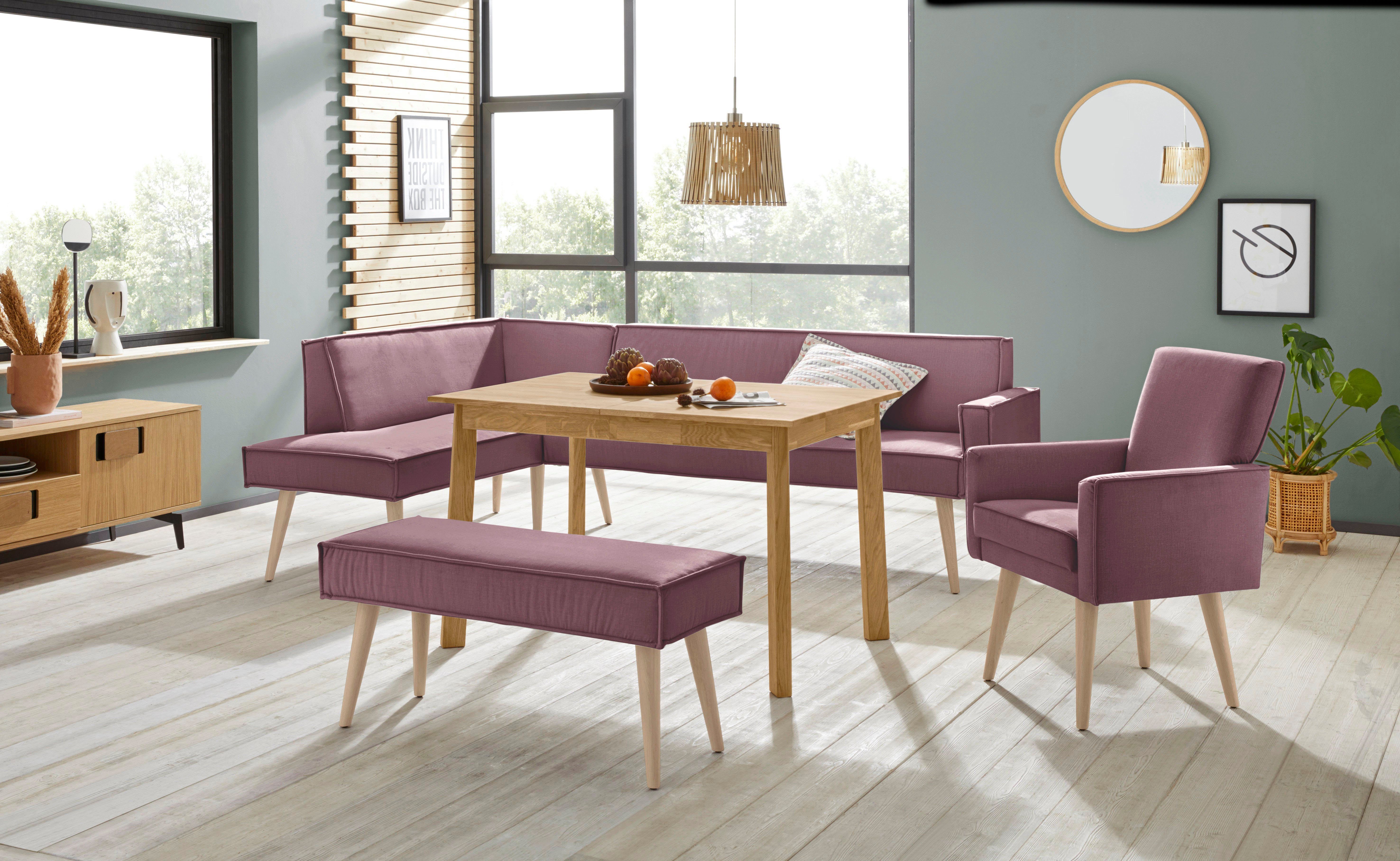 exxpo - sofa fashion Hoekbank Lungo, moderne paspelnaad, comfortabel en elegant, hoge houten voet