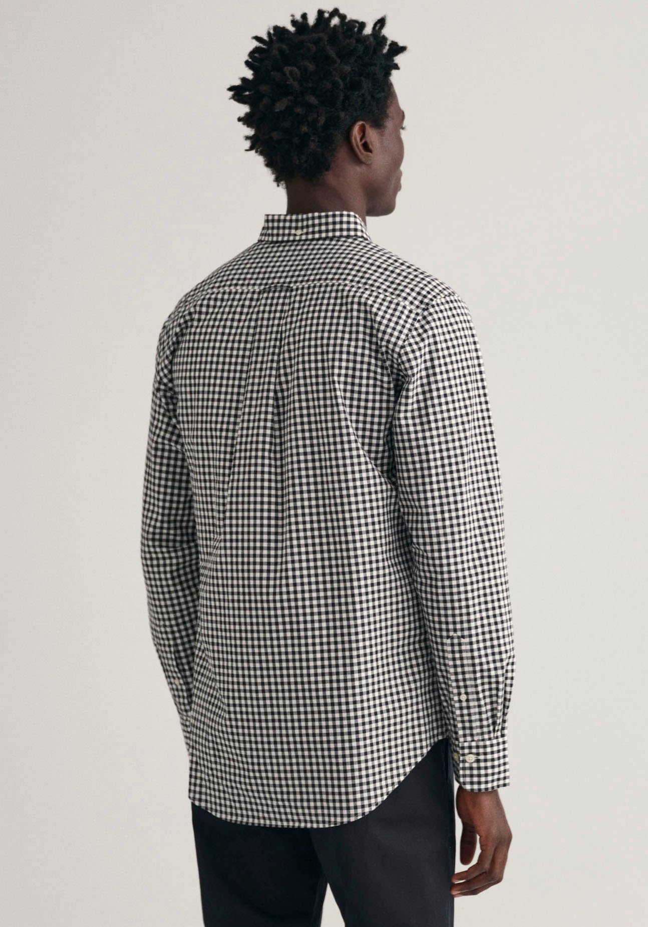 Gant Overhemd met lange mouwen REG POPLIN GINGHAM SHIRT met logoborduursel op borsthoogte