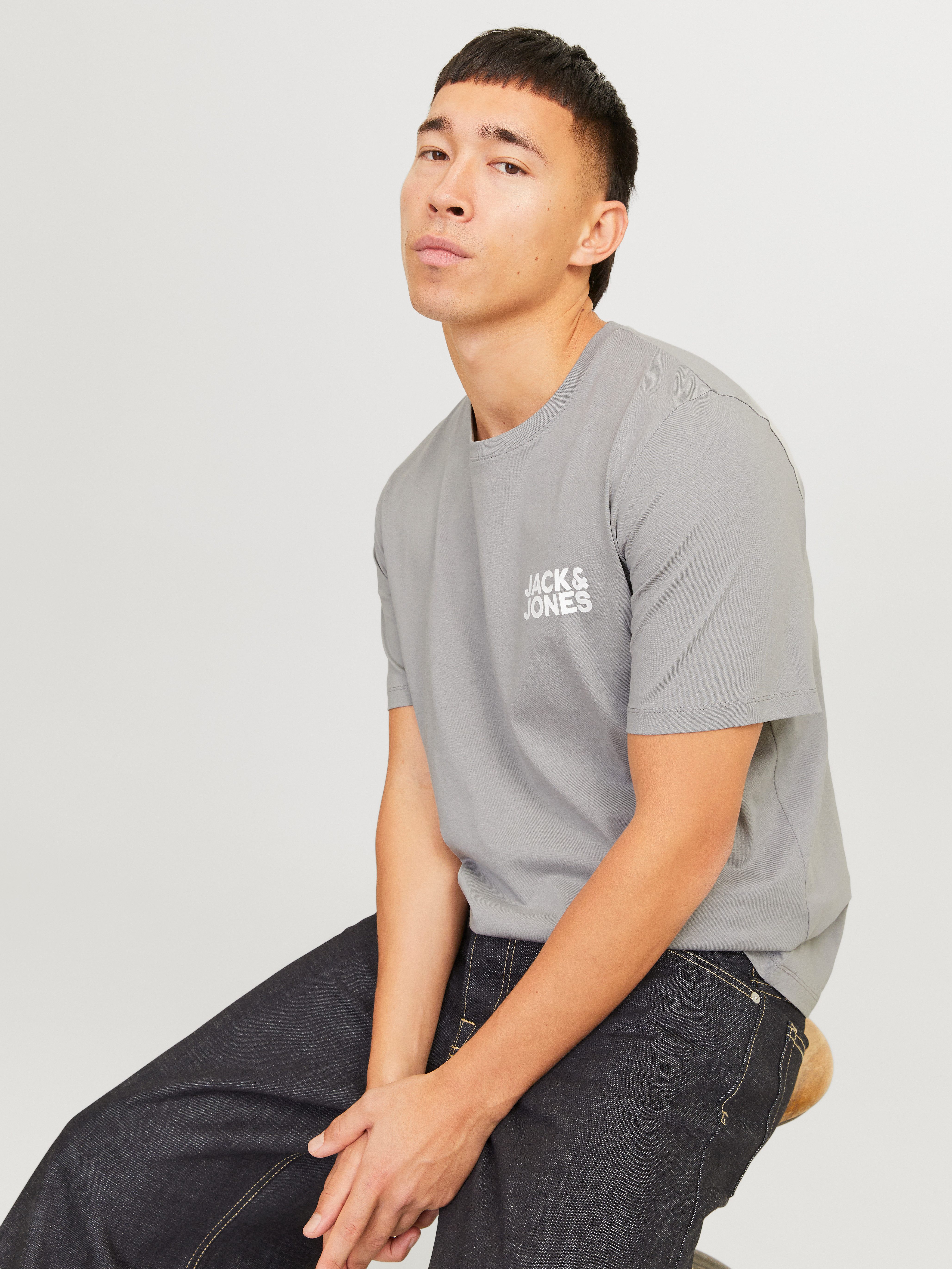 Jack & Jones Shirt met ronde hals JJECORP met logo-print en klassieke ronde hals