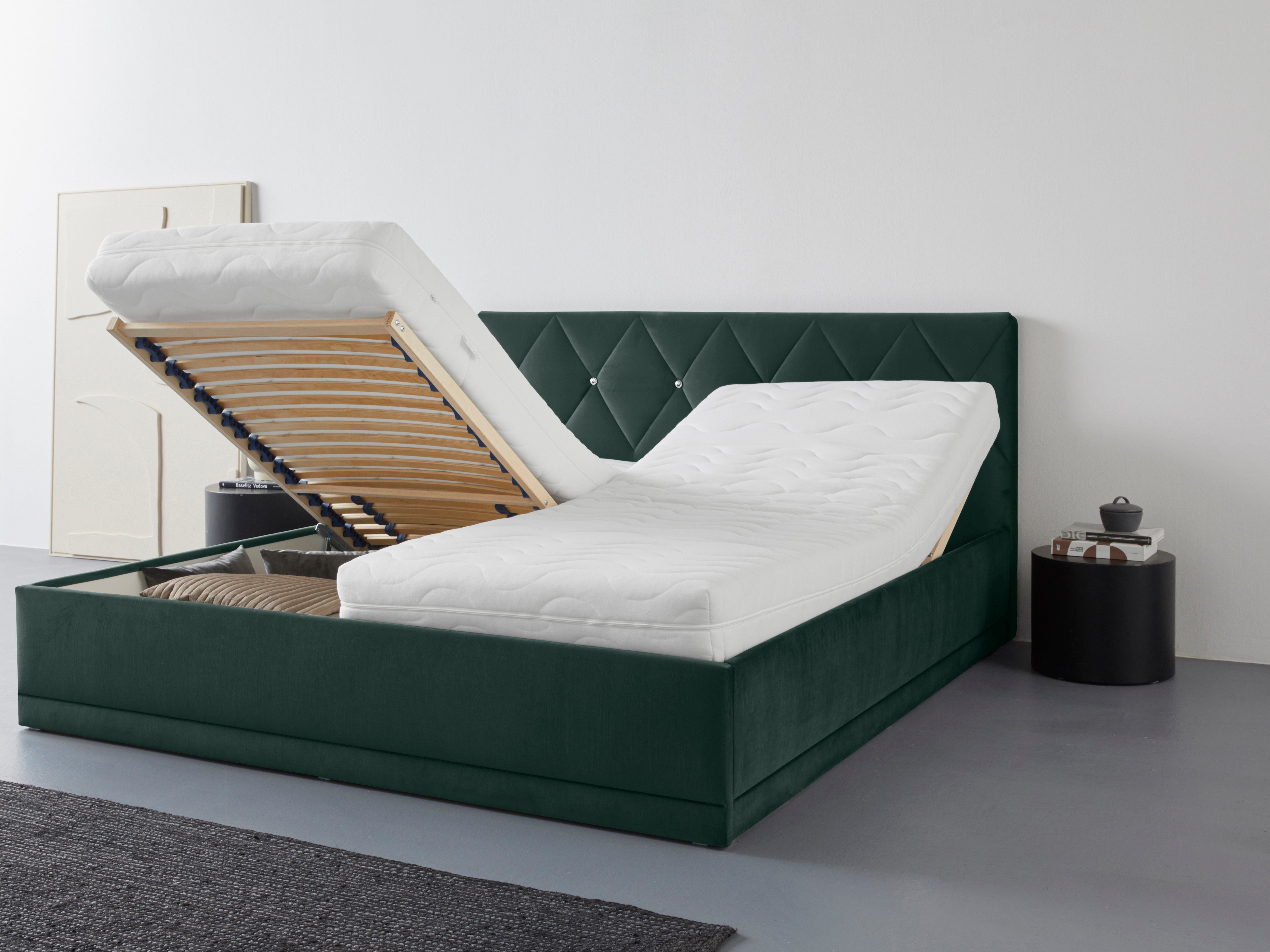 Westfalia Polsterbetten Gestoffeerd bed ADAMAS ook met bedlade, knoopdetails met stras