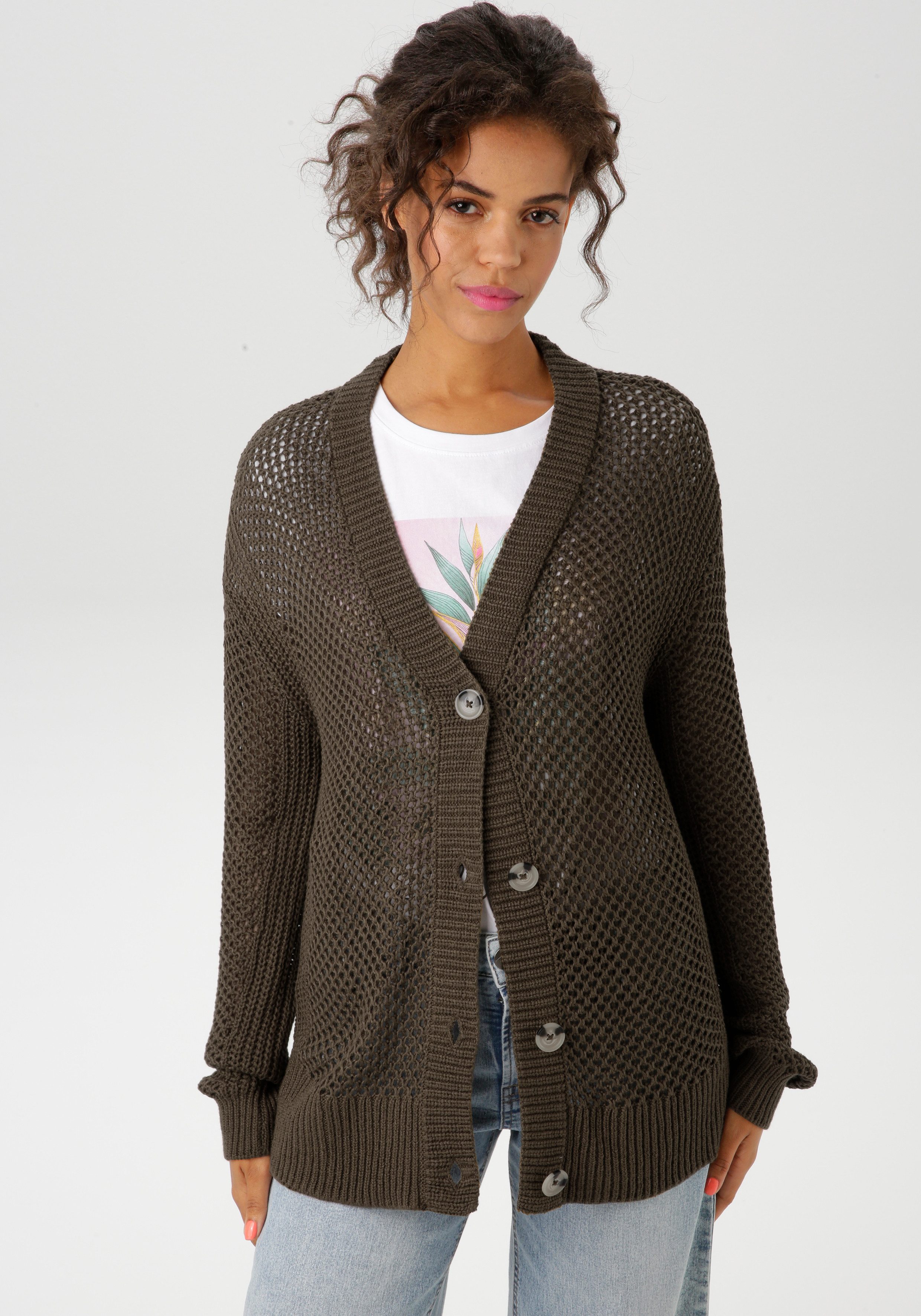 Aniston CASUAL Vest met trendy gaatjesbrei-patroon - nieuwe collectie