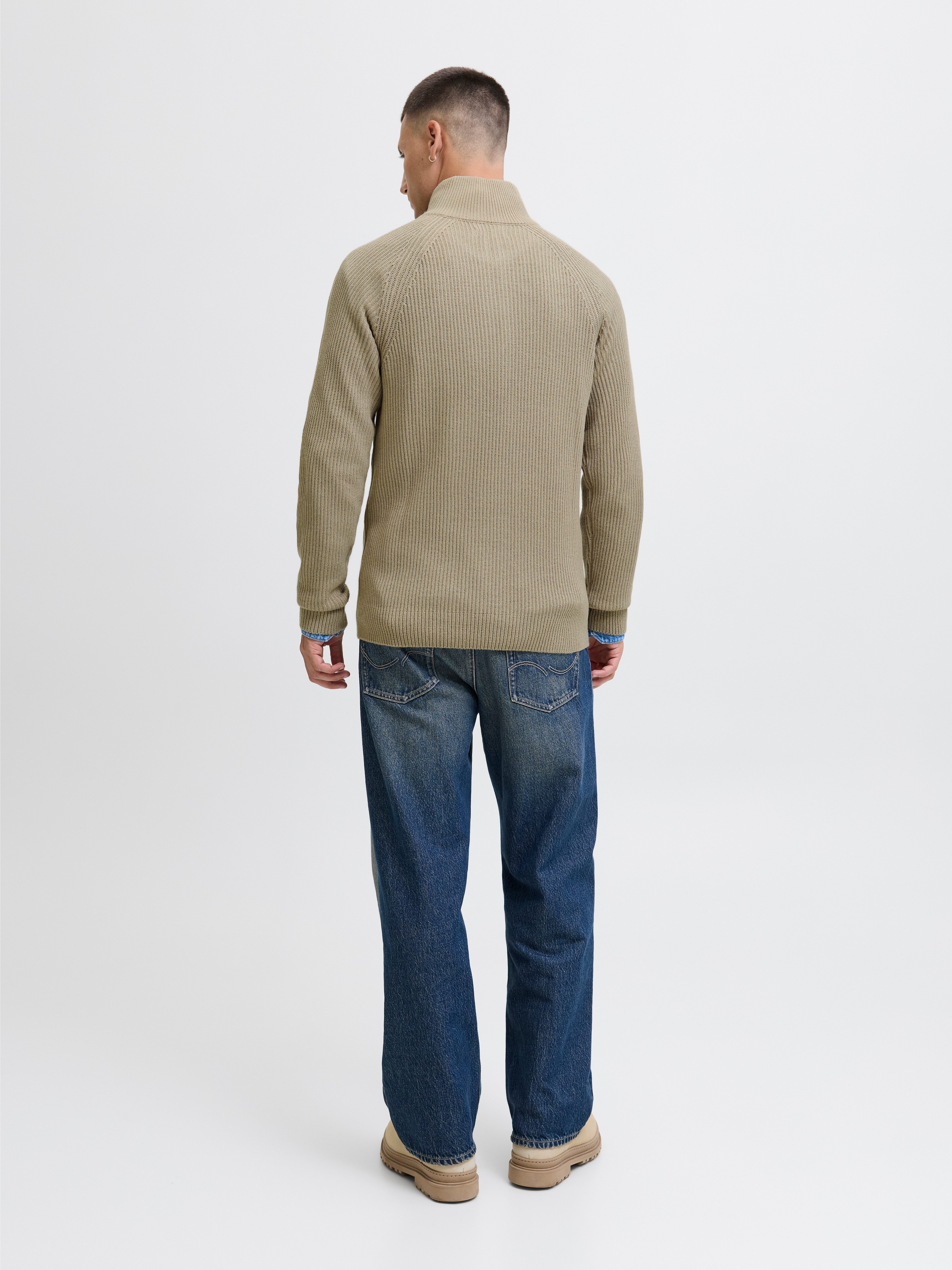 Jack & Jones Schipperstrui JJPANNEL KNIT HALF ZIP AW25