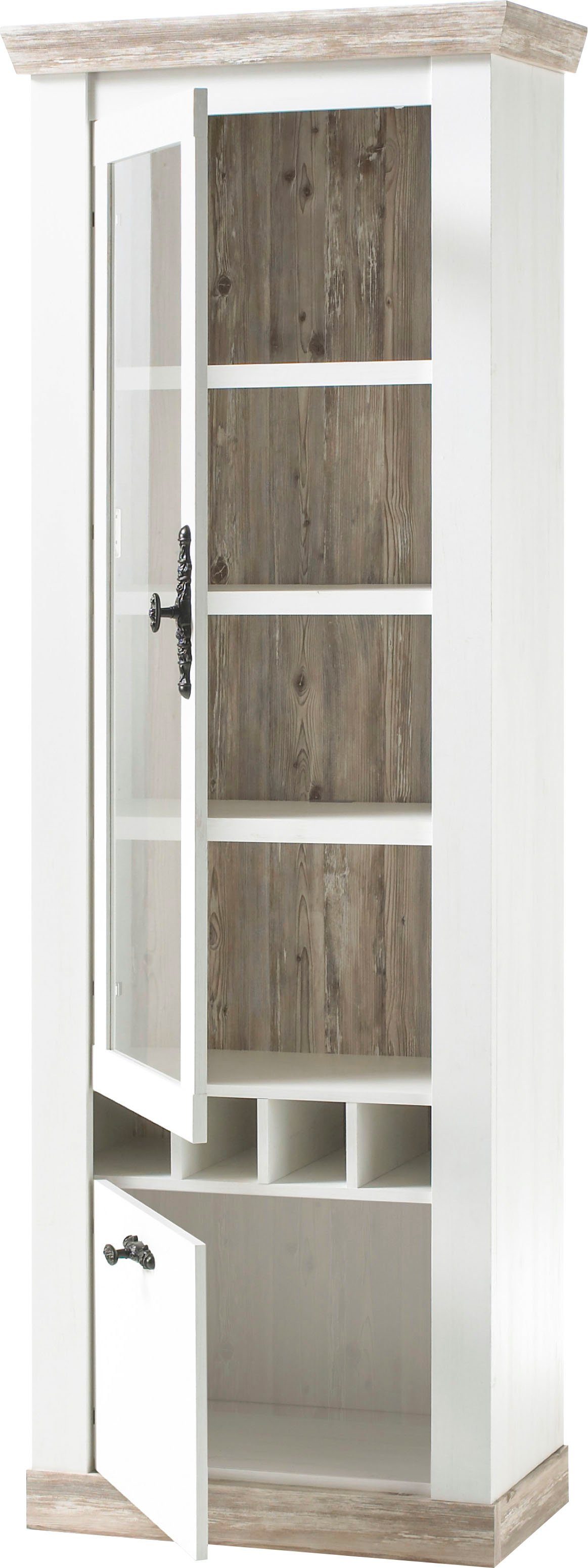 Home affaire Vitrinekast Florence in romantische landelijke look, hoogte 201 cm
