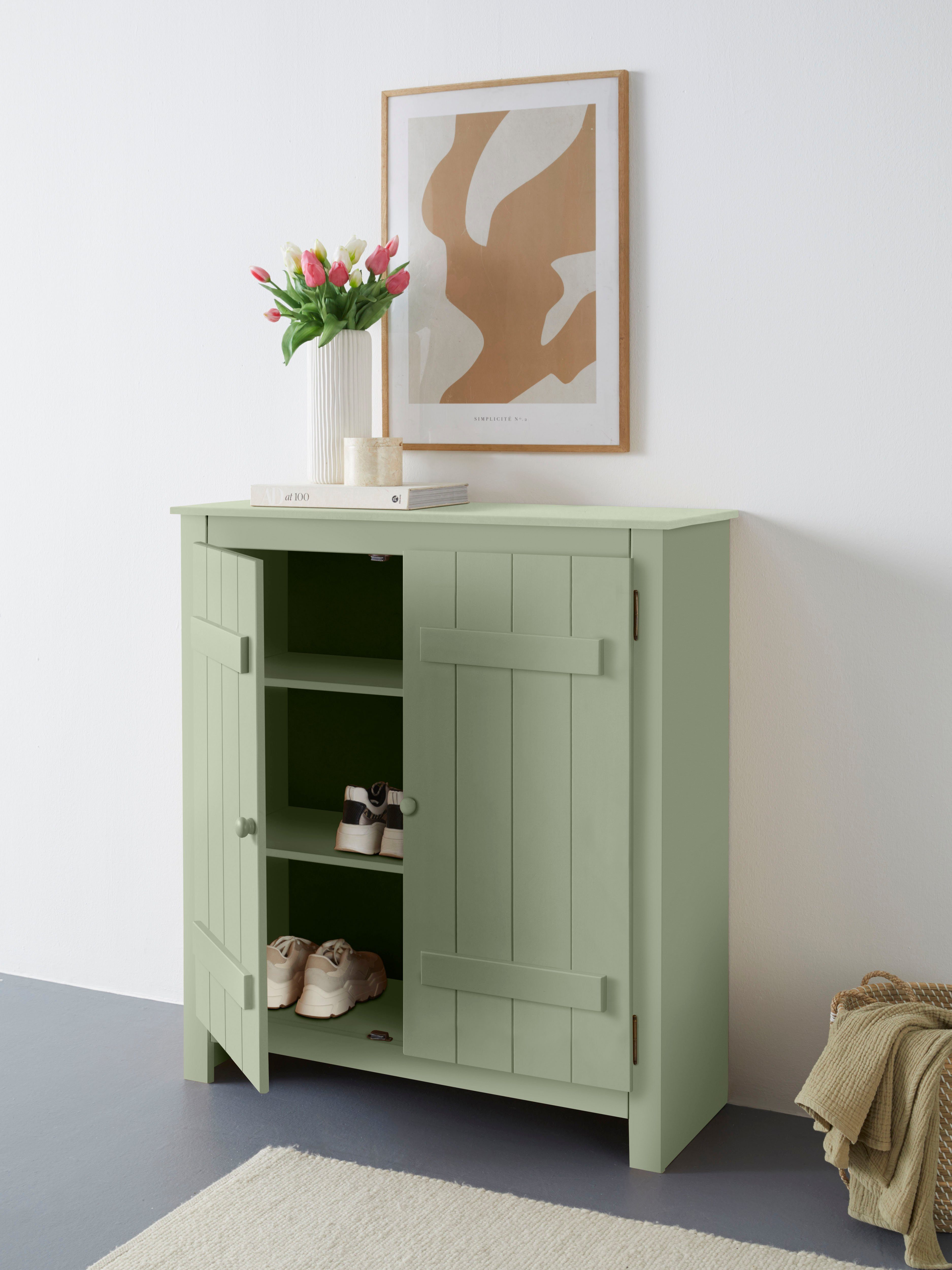 Home affaire Schoenenkast Bertram Massief hout, 2 verstelbare planken, magneetsluiting, hoogte 110 cm