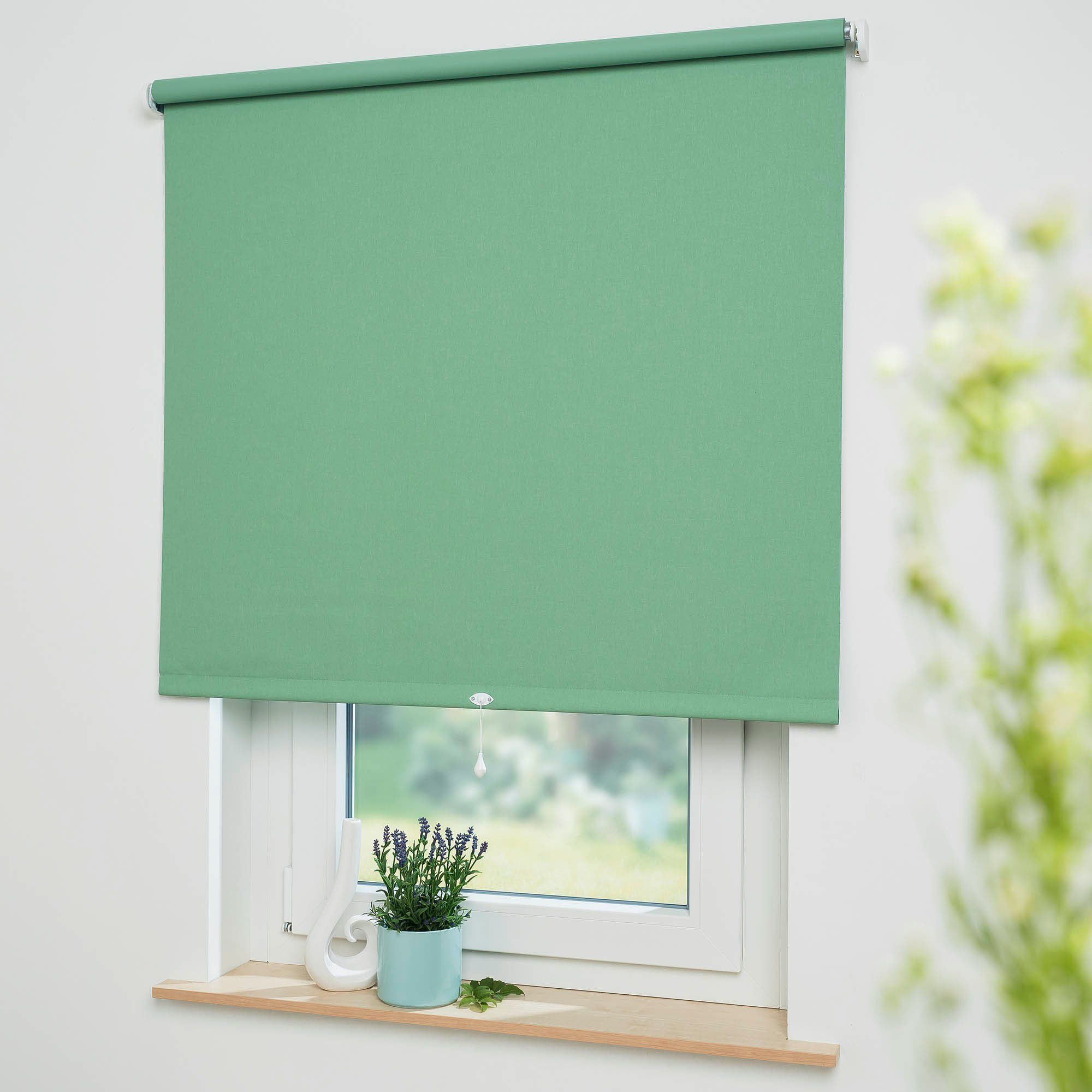Liedeco Rolgordijn met springmechaniek Uni Verdonkerend (1 stuk) rolgordijnen maat 142 cm x 180 cm groen