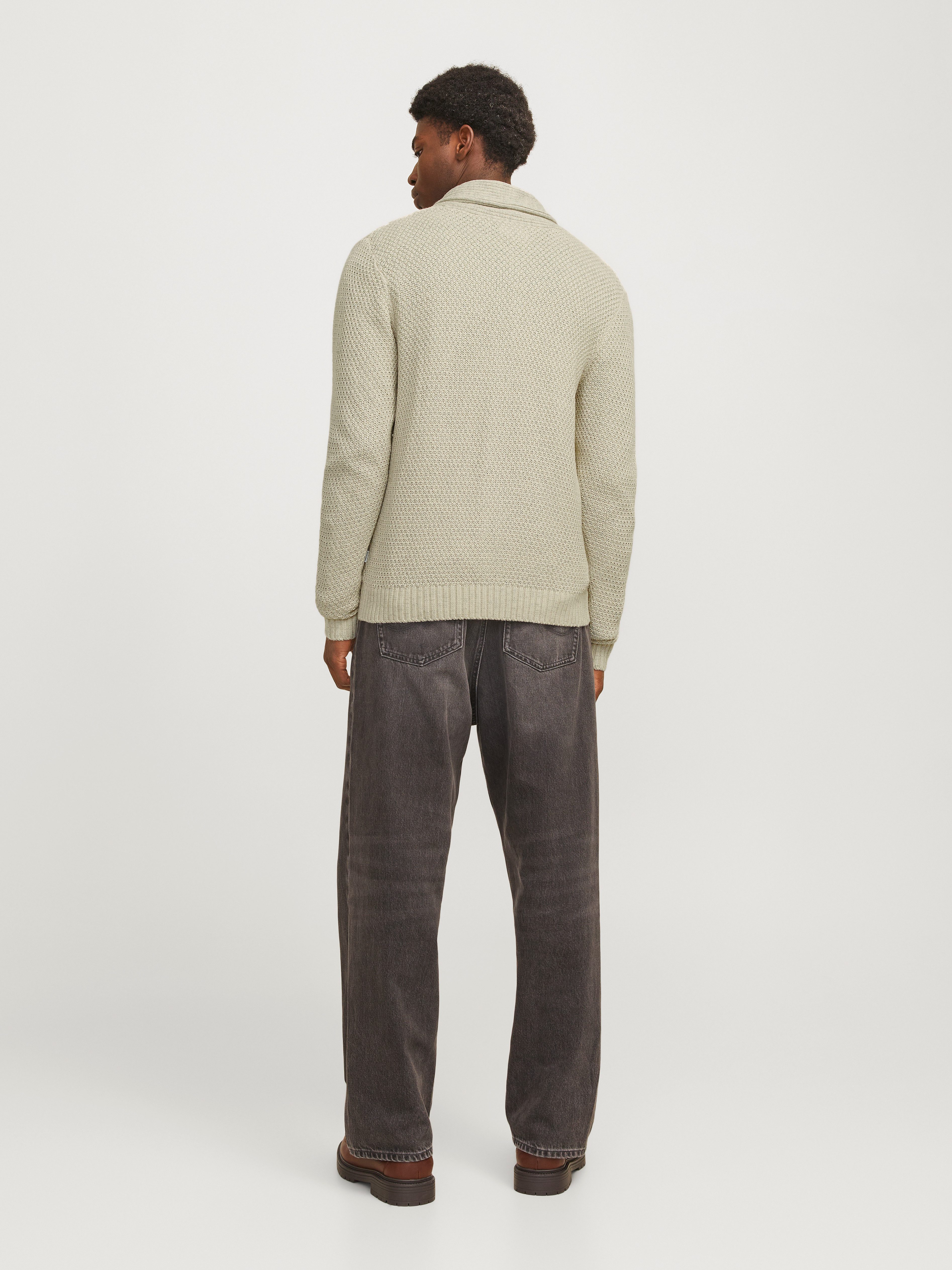 Jack & Jones Vest JJCRAIG KNIT SHAWL NECK AW24 met sjaalkraag en kabelpatroon