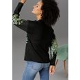 aniston casual trui met ronde hals met grafische bloemen zwart