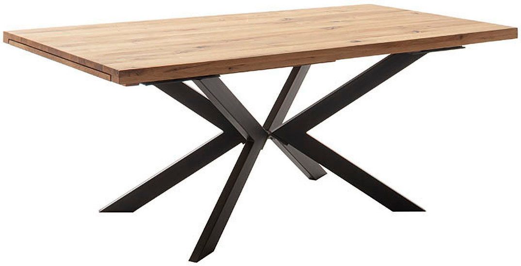 MCA furniture Eettafel BARLETTA uitschuifbare tafel 180-280 cm massief, doorlopende lamel, verdubbeld, metaal, tafelblad 5,0 cm