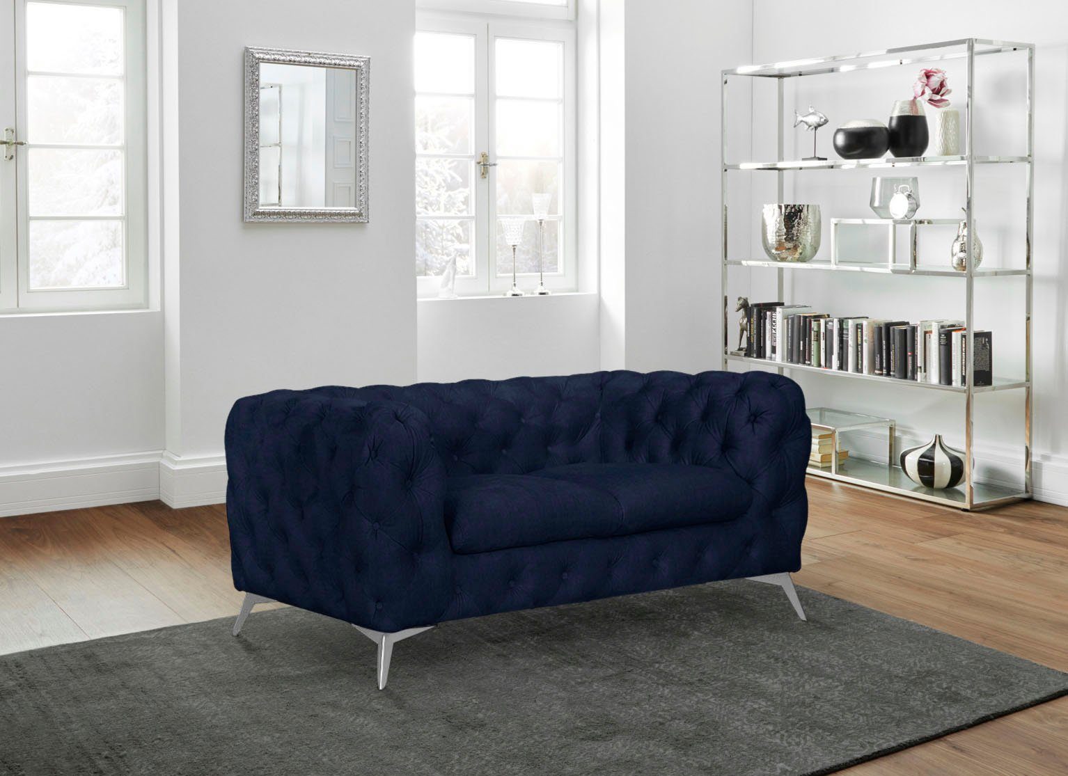 Leonique Chesterfield-bank Glynis luxueuze capitonnage, moderne chesterfield look, kleur van de poten ter keuze