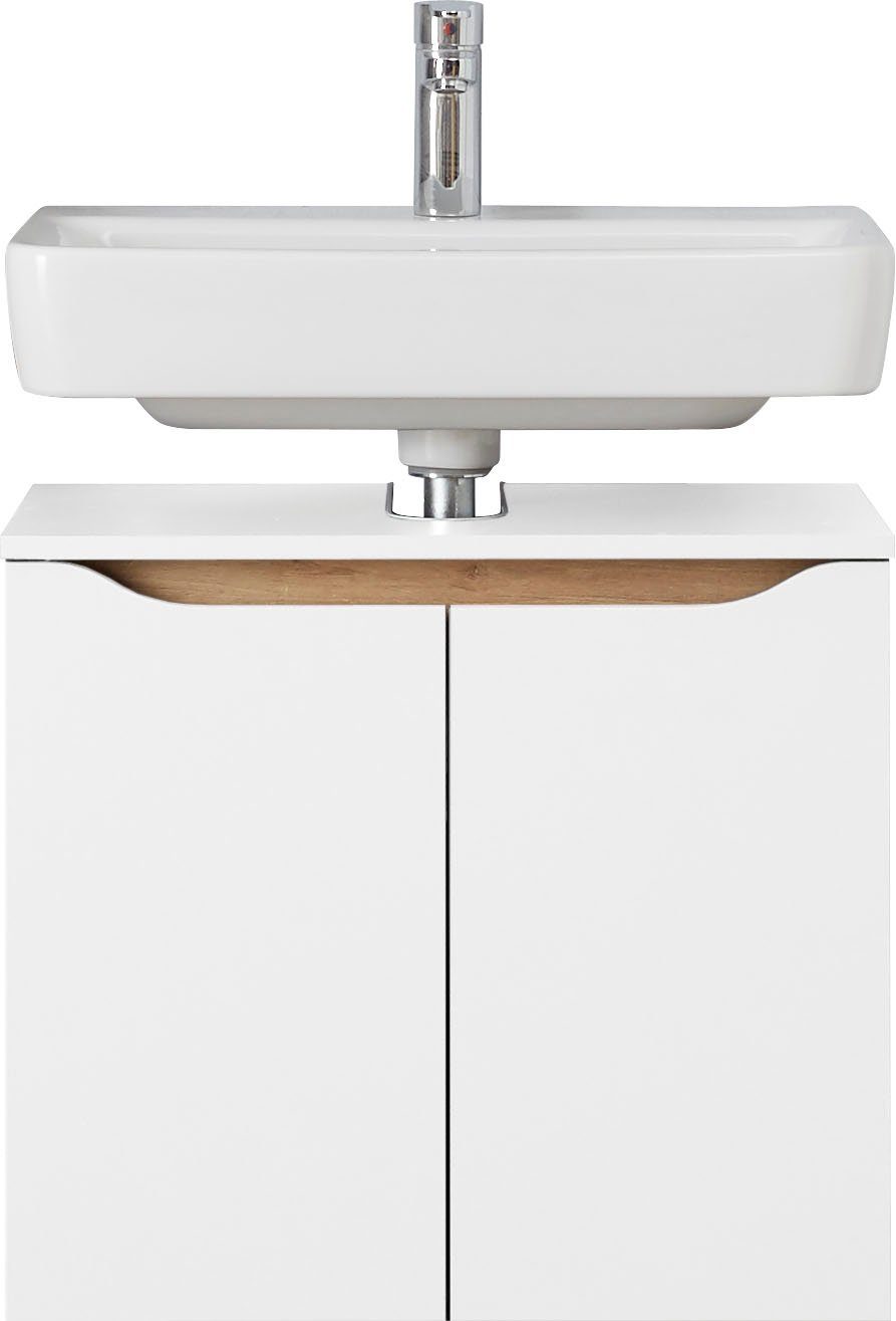 Saphir Badkamerserie Quickset 3-delig, wastafelonderkast met led-spiegelkast Middelgrote kast, incl. deurdemper, 7 deuren, 1 niche, bad-set, greeploos (7-delig)