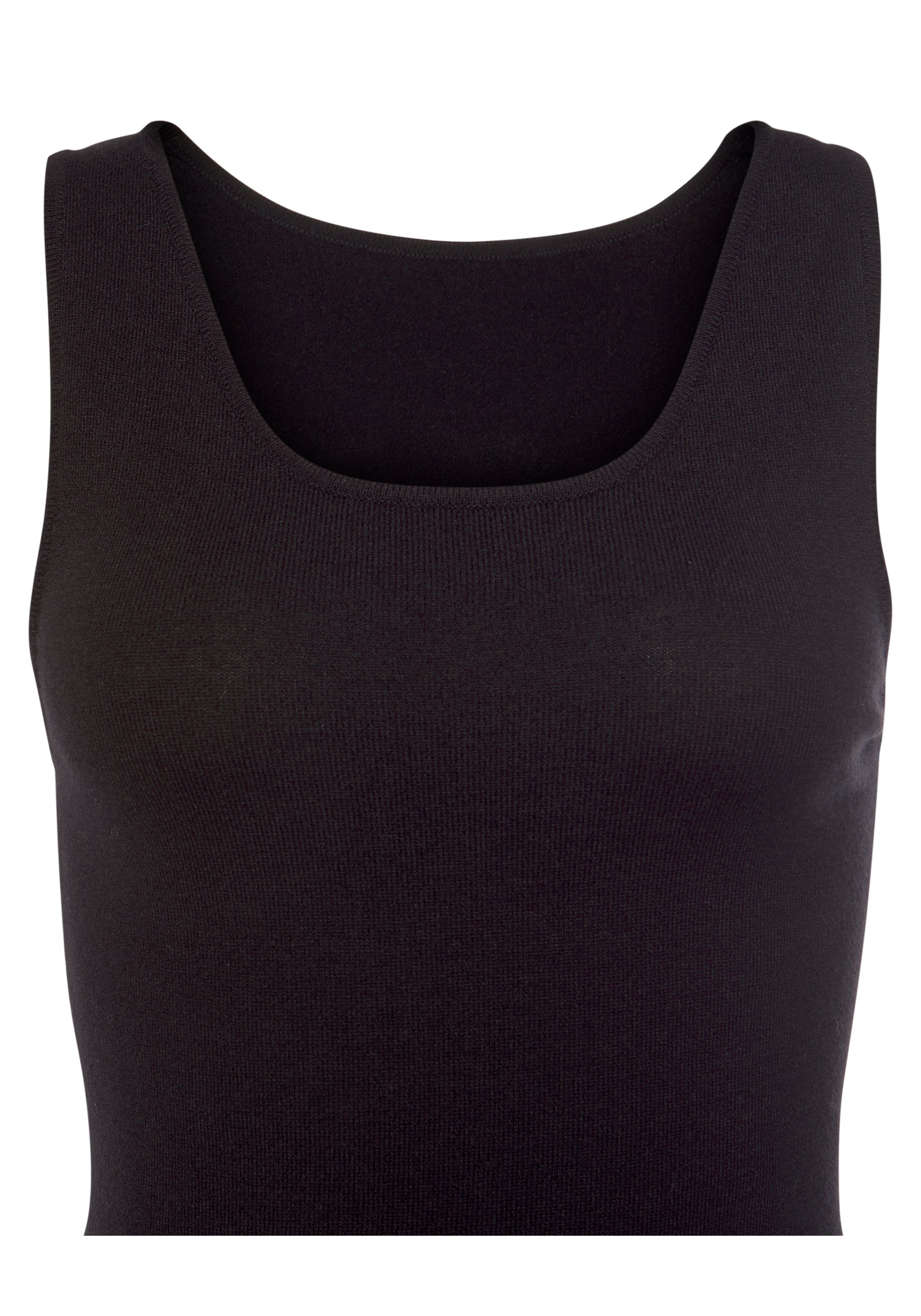 Lascana Gebreide jurk in trendy midi-lengte, figuuraccentuerende zomerjurk, basic