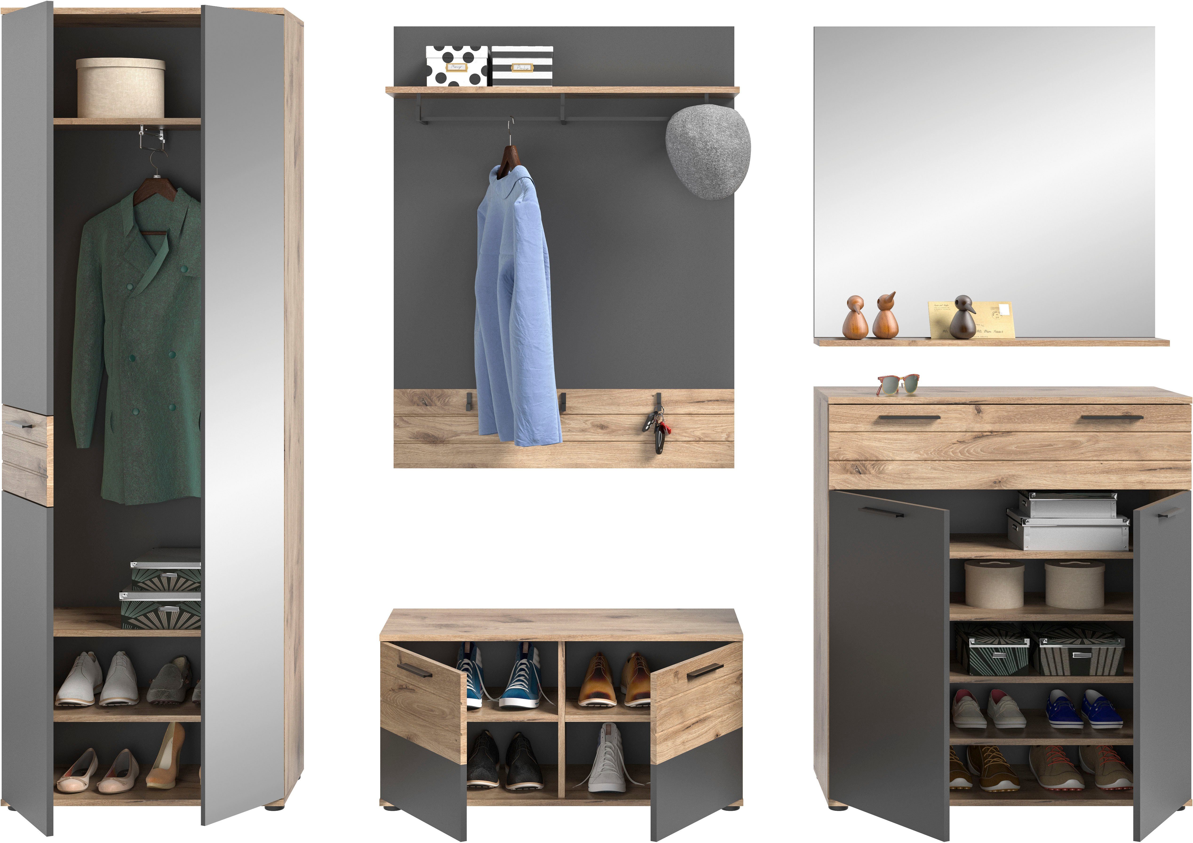 INOSIGN Halmeubelset Riga, Breedte 280 cm, hoogwaardige groeffrezing, 5-delig, bestaande uit: (set, 5-delig)