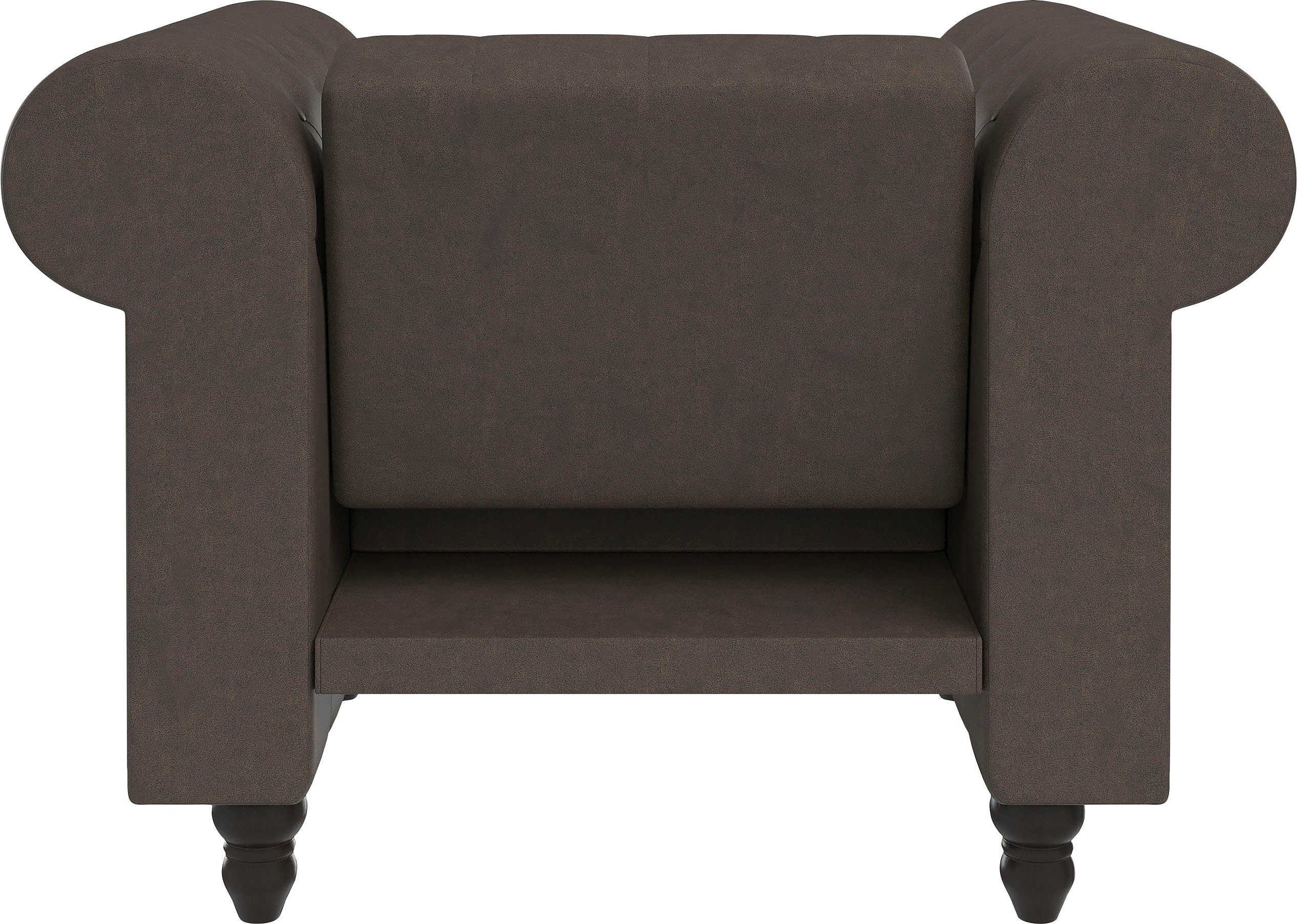 Dorel Home Chesterfield-fauteuil Felix met rugleuning 3-voudig verstelbaar, benen massief hout, zithoogte 46 cm