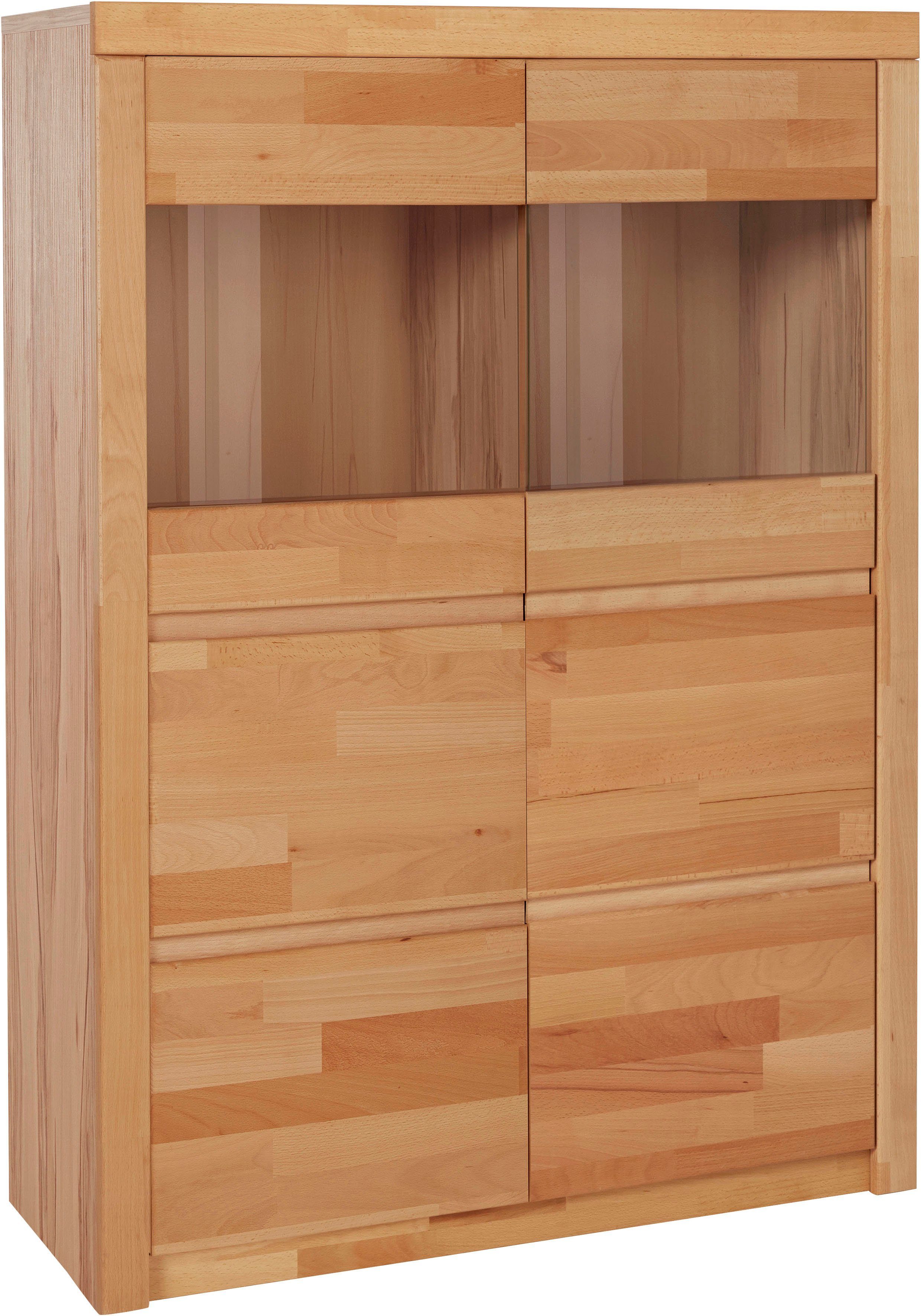 Home affaire Highboard Silkeborg mooie greeploze look, gedeeltelijk massief highboards bruin