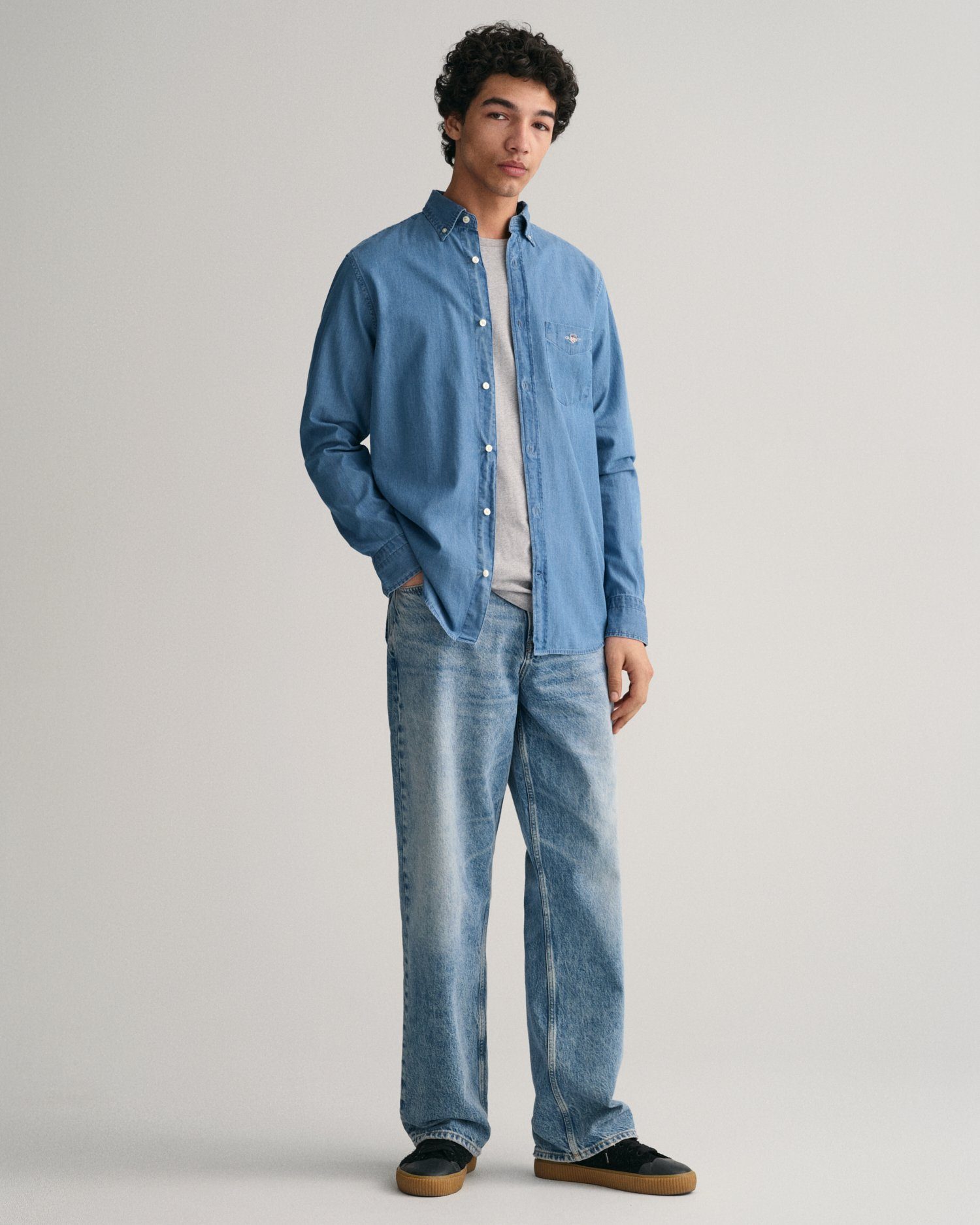 Gant Overhemd met lange mouwen Regular Fit Denim Overhemd Jeanshemd onderhoudsvriendelijk