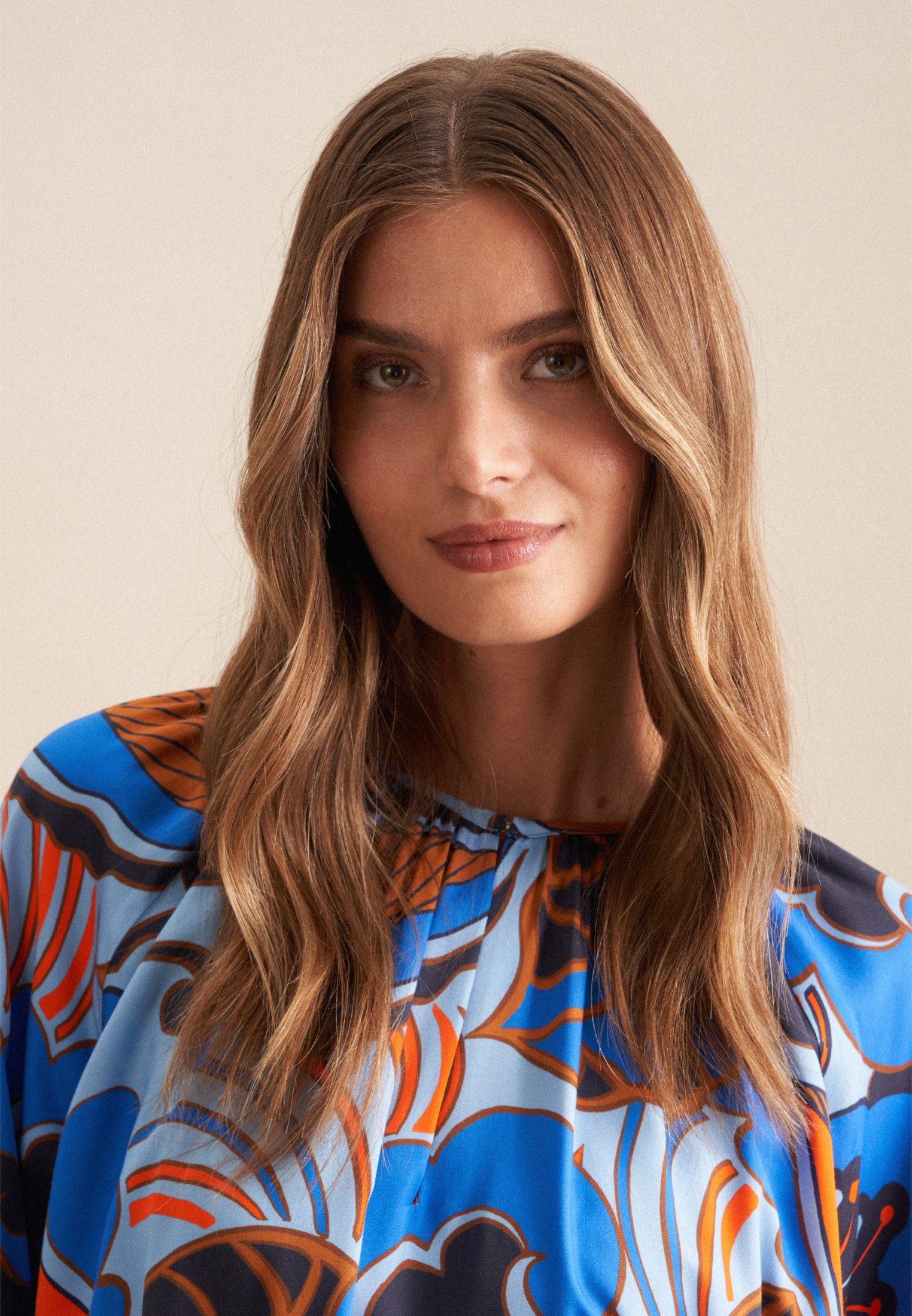 seidensticker Klassieke blouse Zwarte roos Tuniek bloemmotief