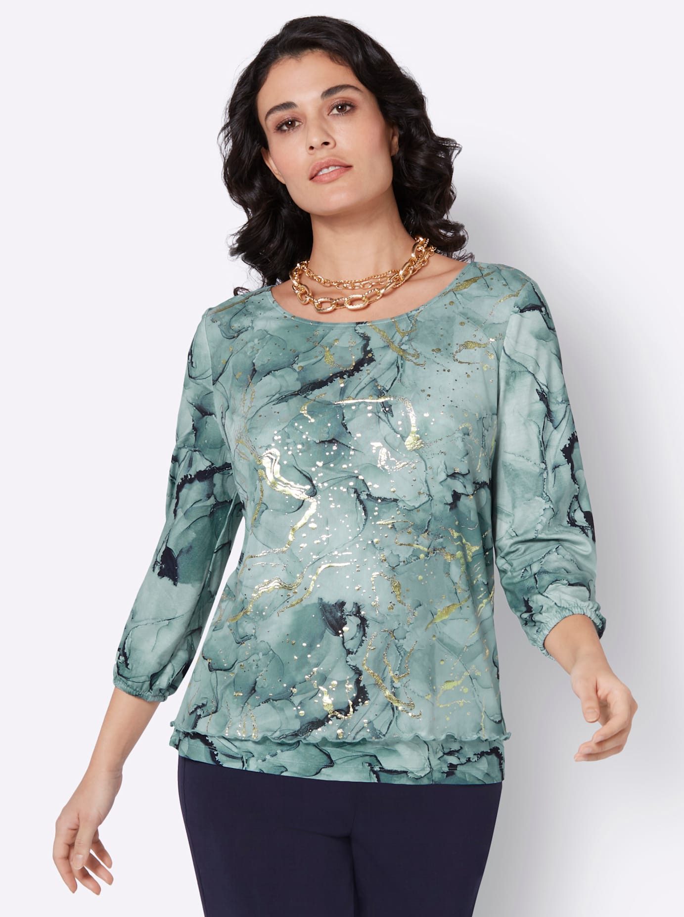 Creation L Shirt met 3/4 mouwen Mesh-shirt (1-delig)