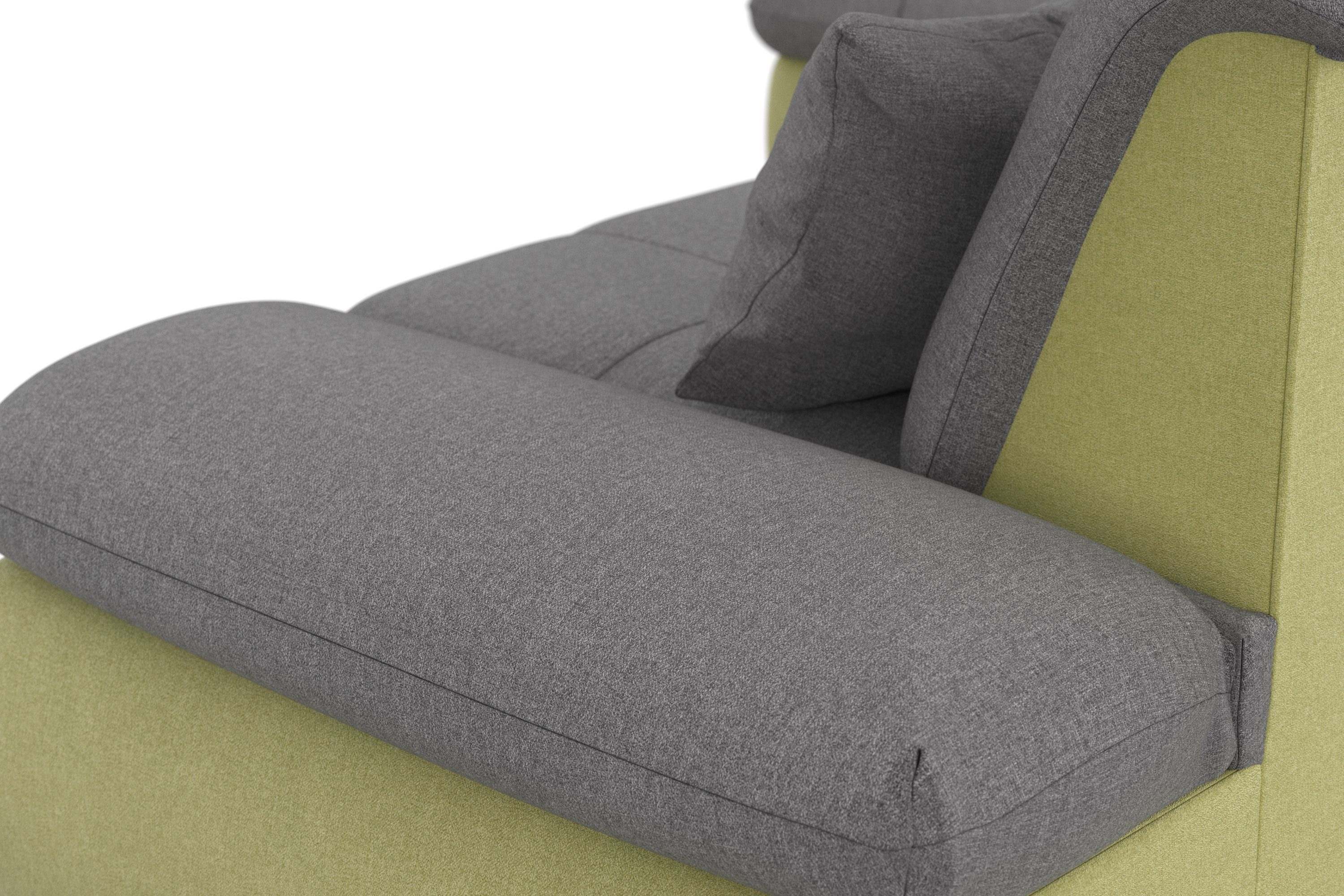 DOMO collection Hoekbank Moric, L-vorm, XXL-bank - Breedte 300cm keuze met bedfunctie en armleuningverstelling, donkergroen