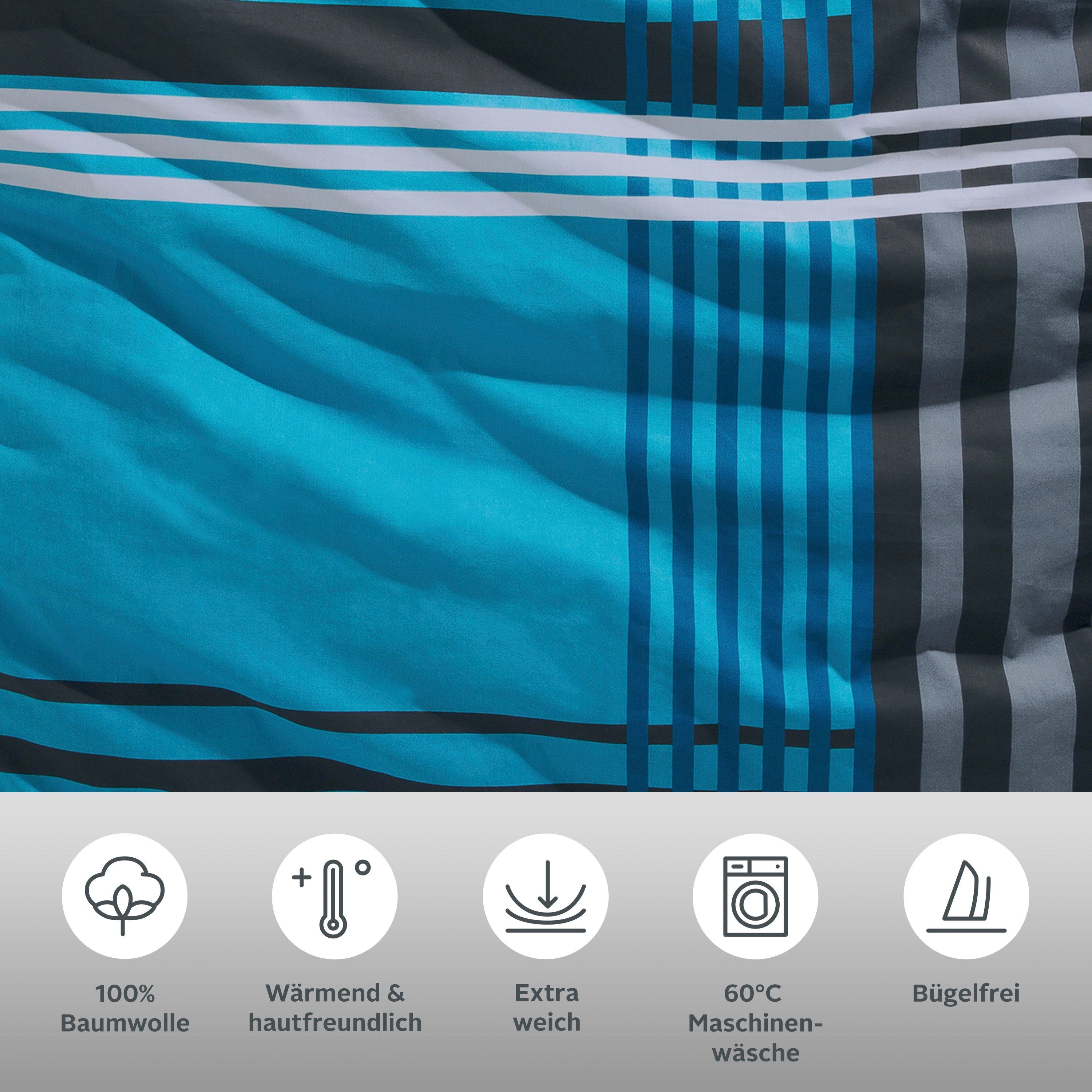 H.I.S Overtrekset Philip in mt. 135x200 of 155x220 cm sportieve dekbedovertrek van katoen, geruit