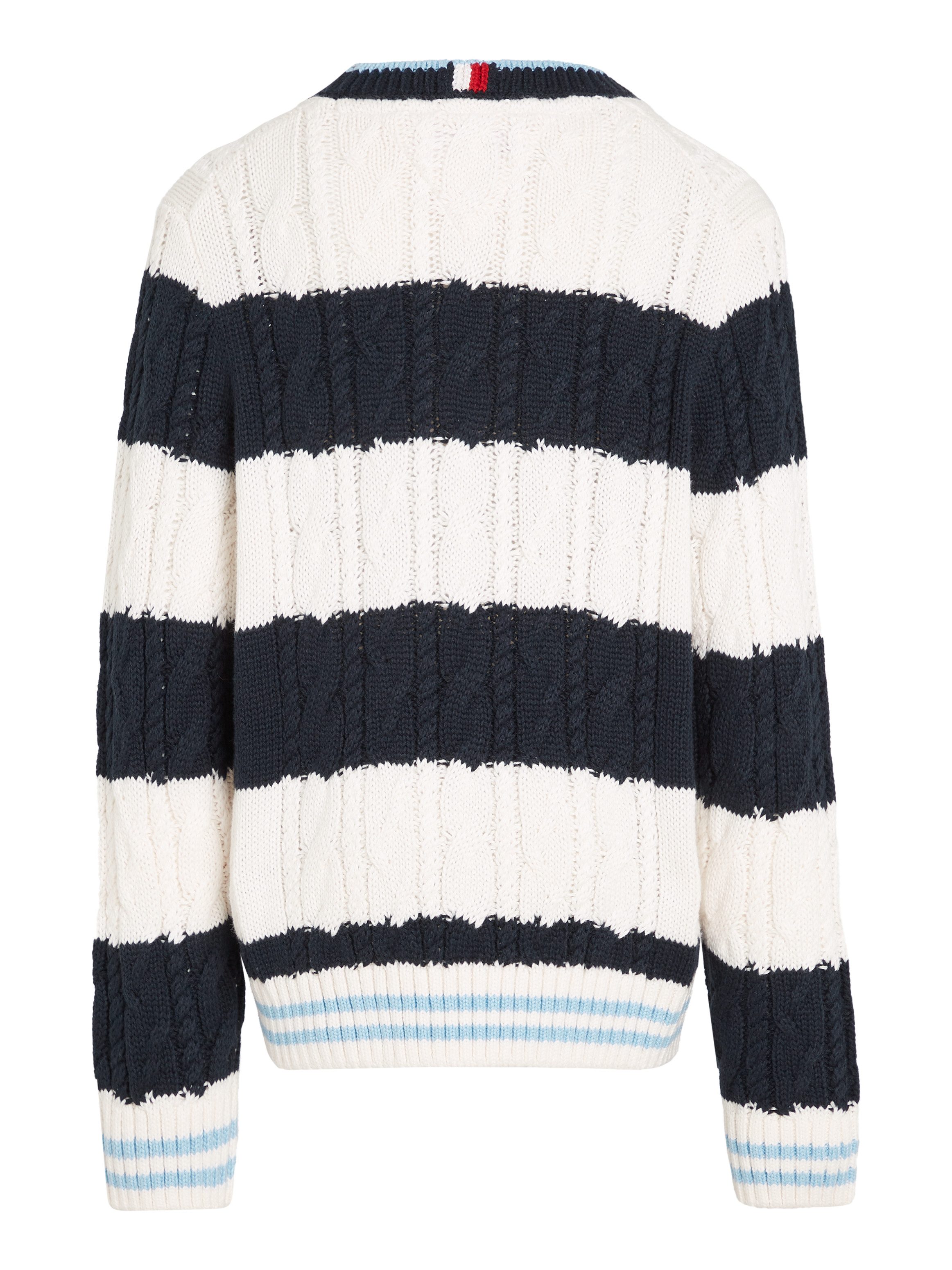 Tommy Hilfiger Gebreide trui COLORBLOCK CABLE REGULAR SWEATER Kinderen tot 16 jaar met logostiksel