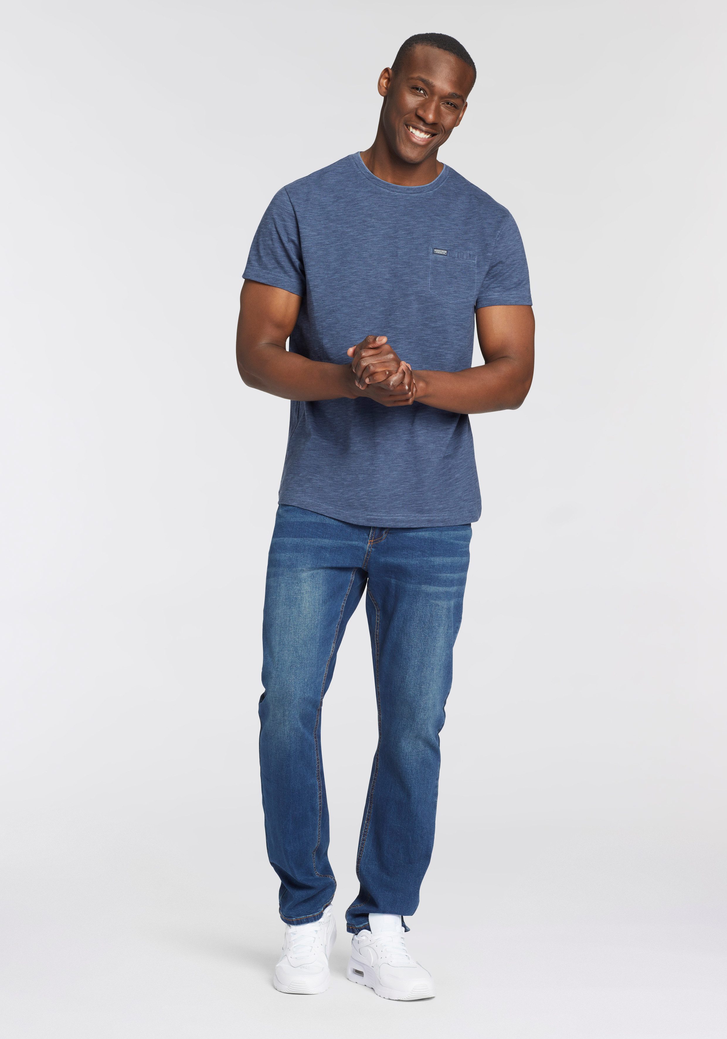 Bruno Banani T-shirt Met dubbele kraag en sierborstzak