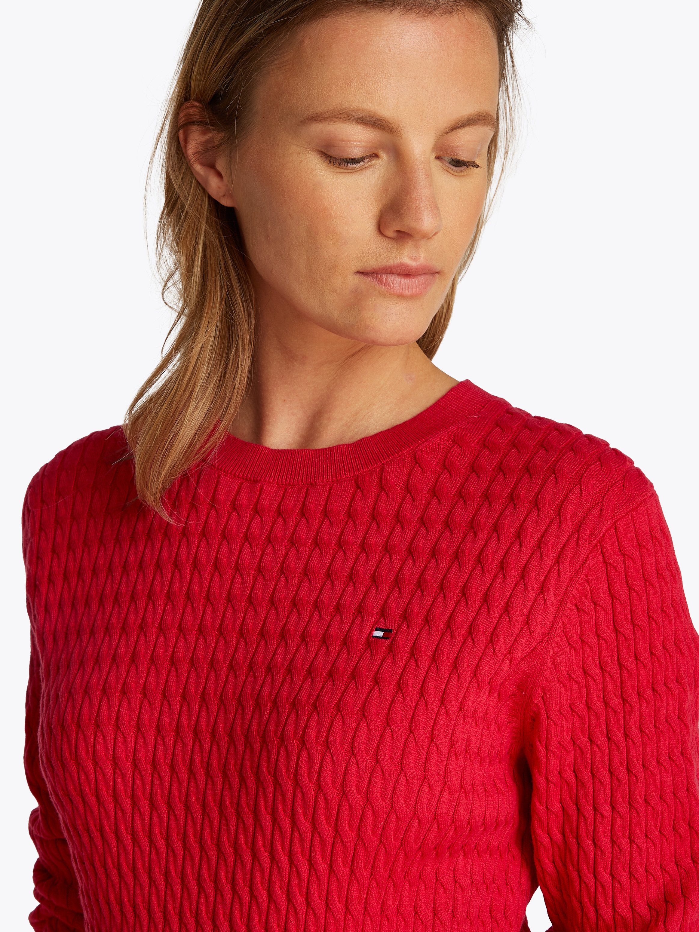 Tommy Hilfiger Trui met ronde hals CO CABLE C-NK LS SWEATER