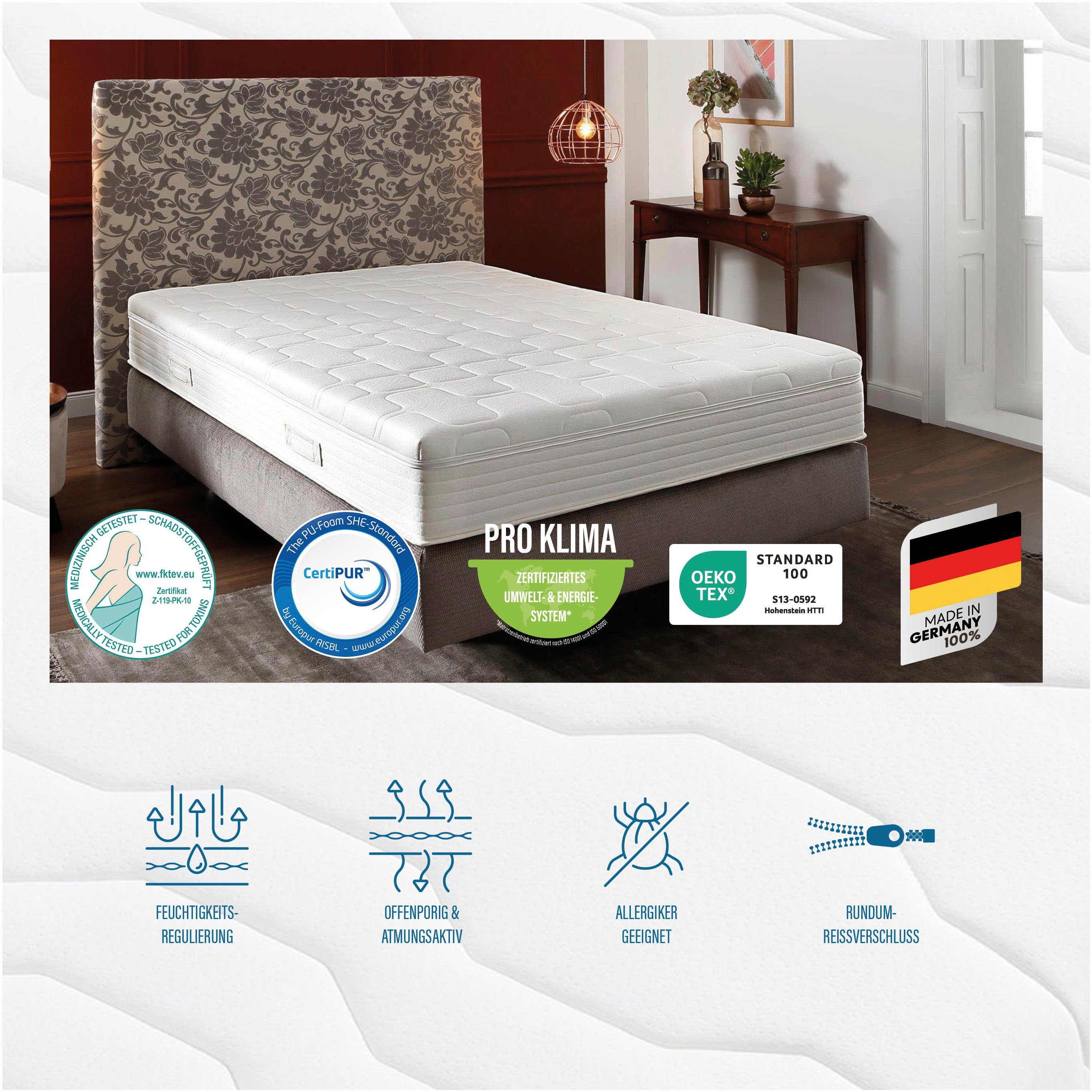 Beco Pocketveringsmatras Royal Komfort KS, met geïntegreerde topper comfortabele matras in 90x200, 140x200 cm en andere afm hoogte 26 cm