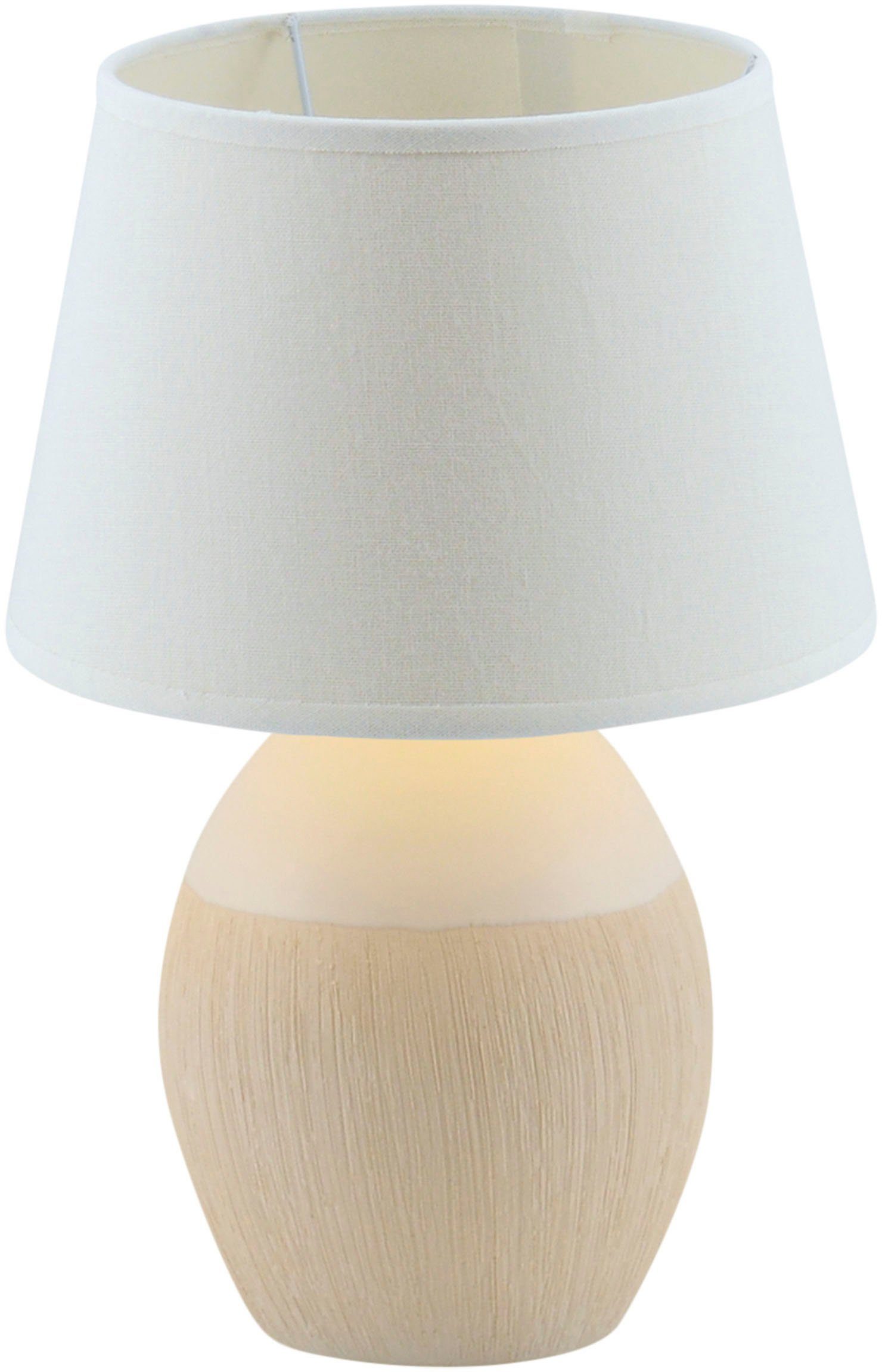 näve Tafellamp TALI van keramiek met textieldiffusor, ø 20 cm, trekker aan de kabel (1 stuk)