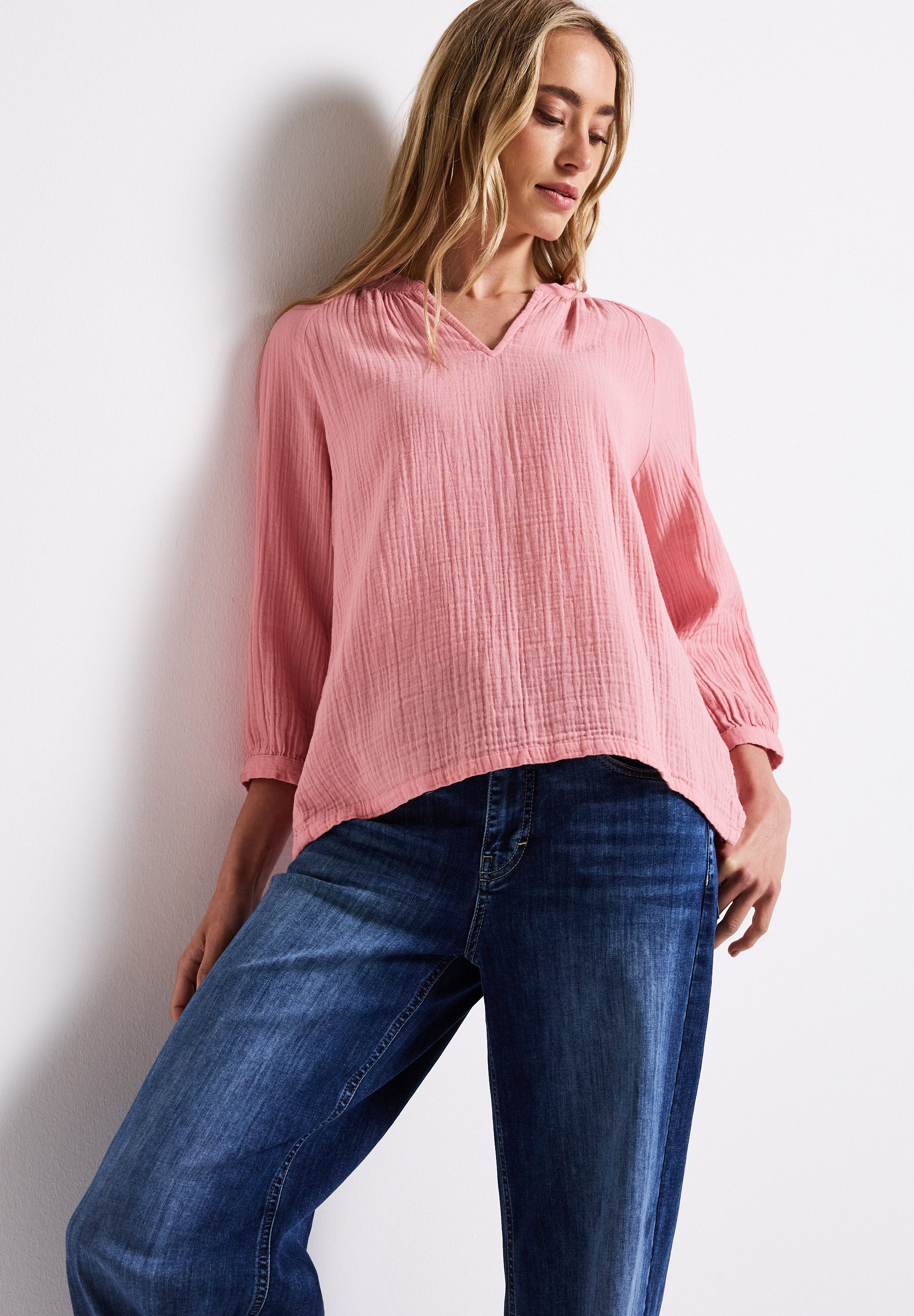 STREET ONE Blouse zonder sluiting met ruches en in tuniekstijl
