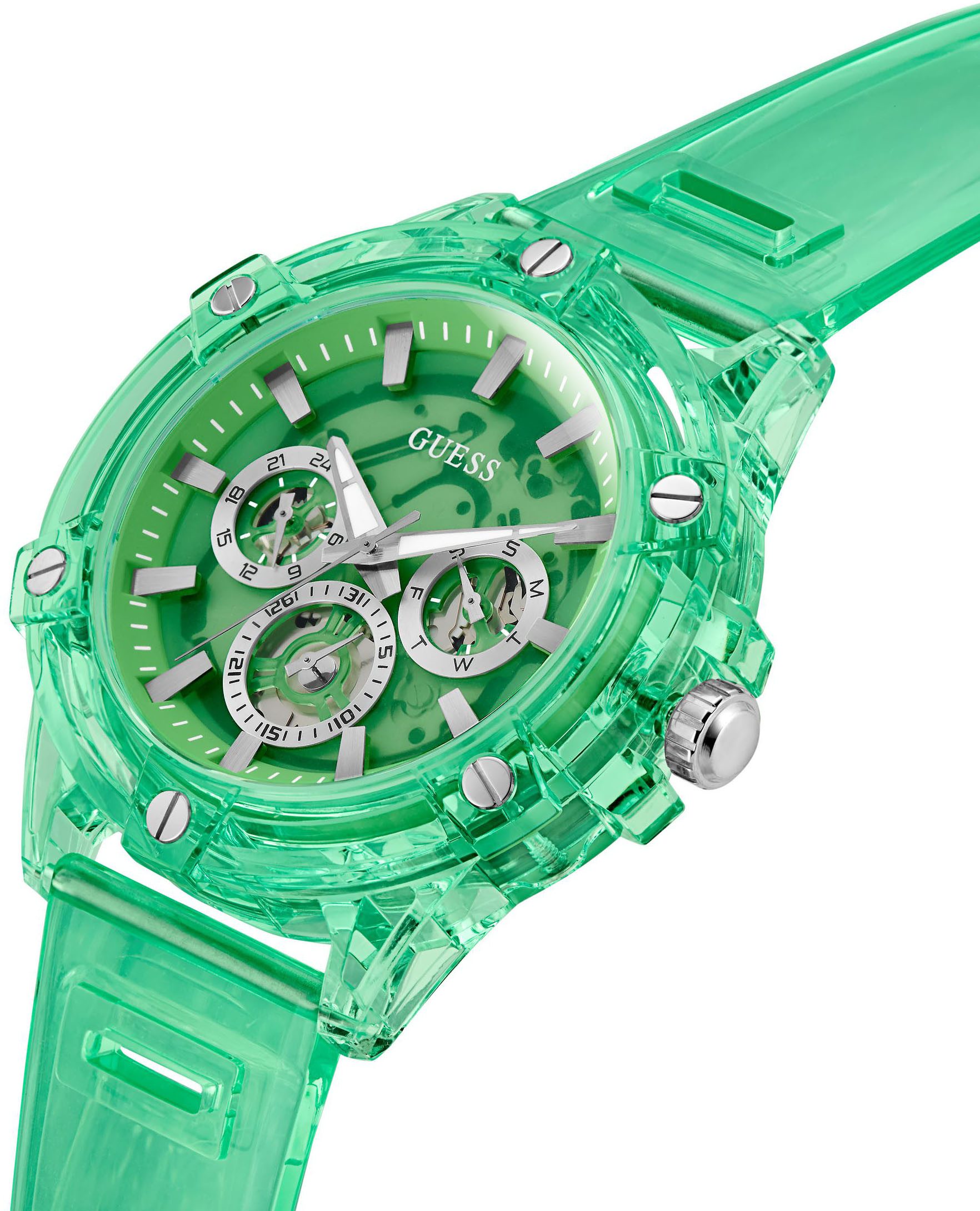 Guess Multifunctioneel horloge King Quartz horloge, polshorloge, herenhorloge, datum, weekdag, polyurethaan band