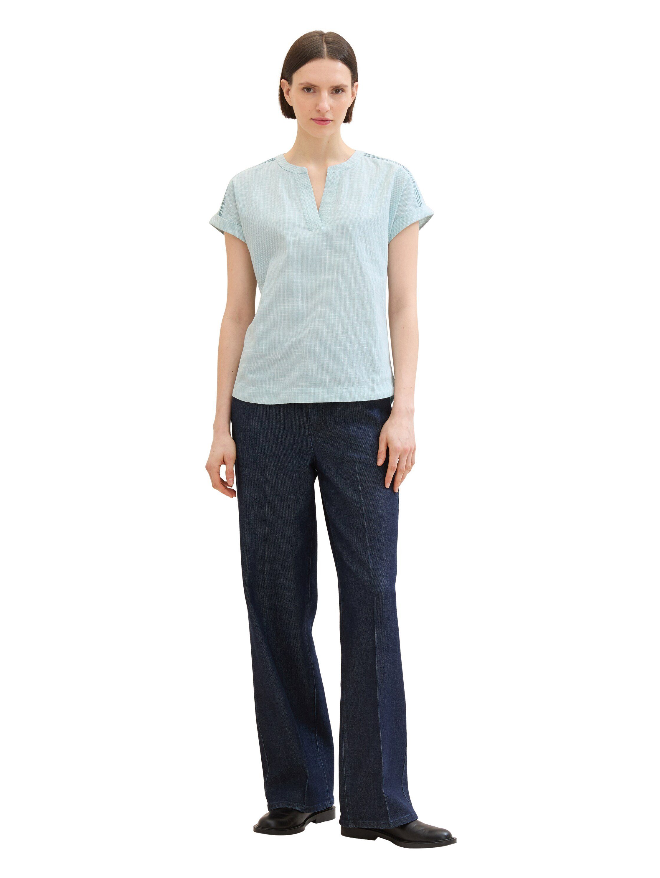 Tom Tailor Blouse zonder sluiting Korte mouw met geweven structuur en V-halslijn