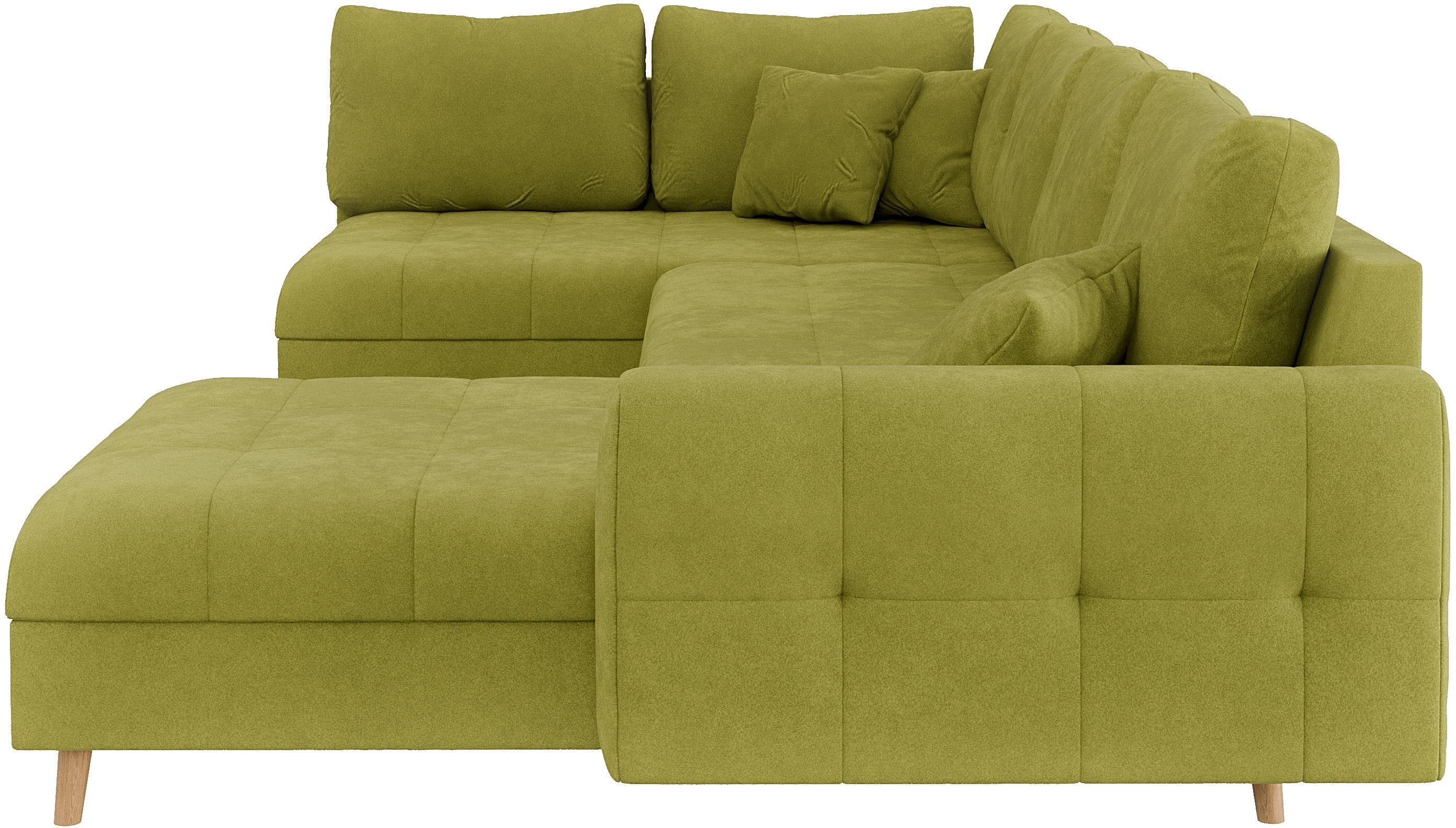 Home affaire Zithoek CHARRE U-vorm met ottomane, afmetingen B/D/H: 310/161/81 cm fijne stiksels, losse rug- en sierkussens, ook in cord en bouclé