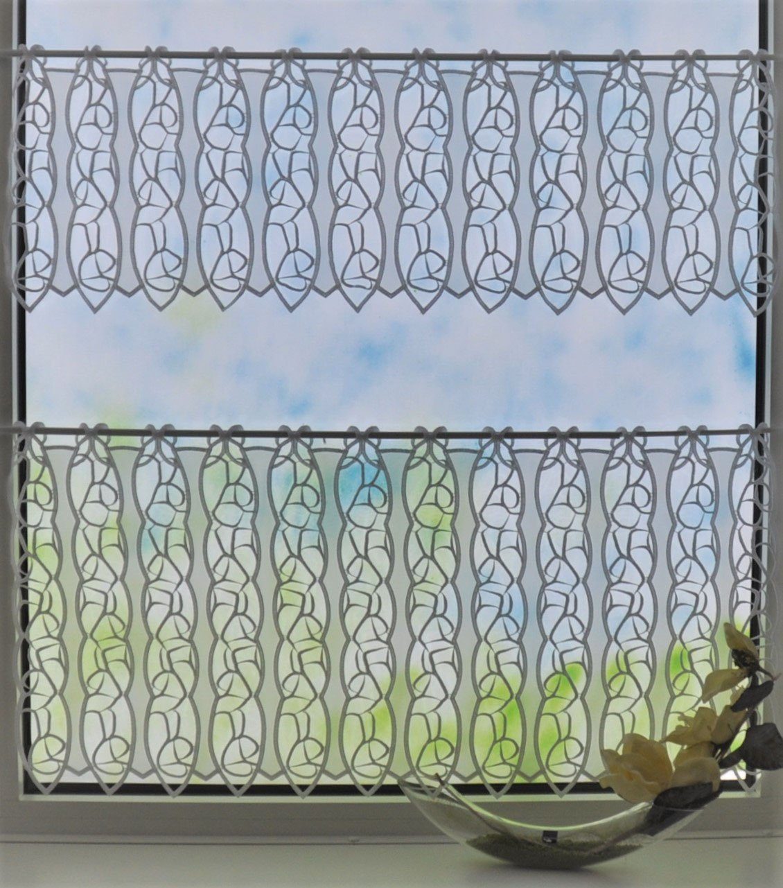 Stickereien Plauen Valletje Rome (1 stuk) vitrage maat 65 cm x 47 cm wit