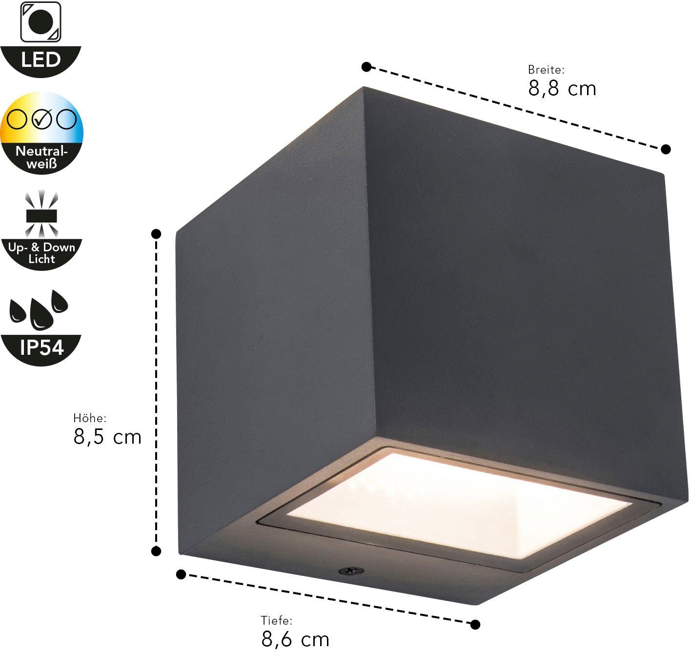 LUTEC Ledwandlamp voor buiten Gemini (1 stuk)