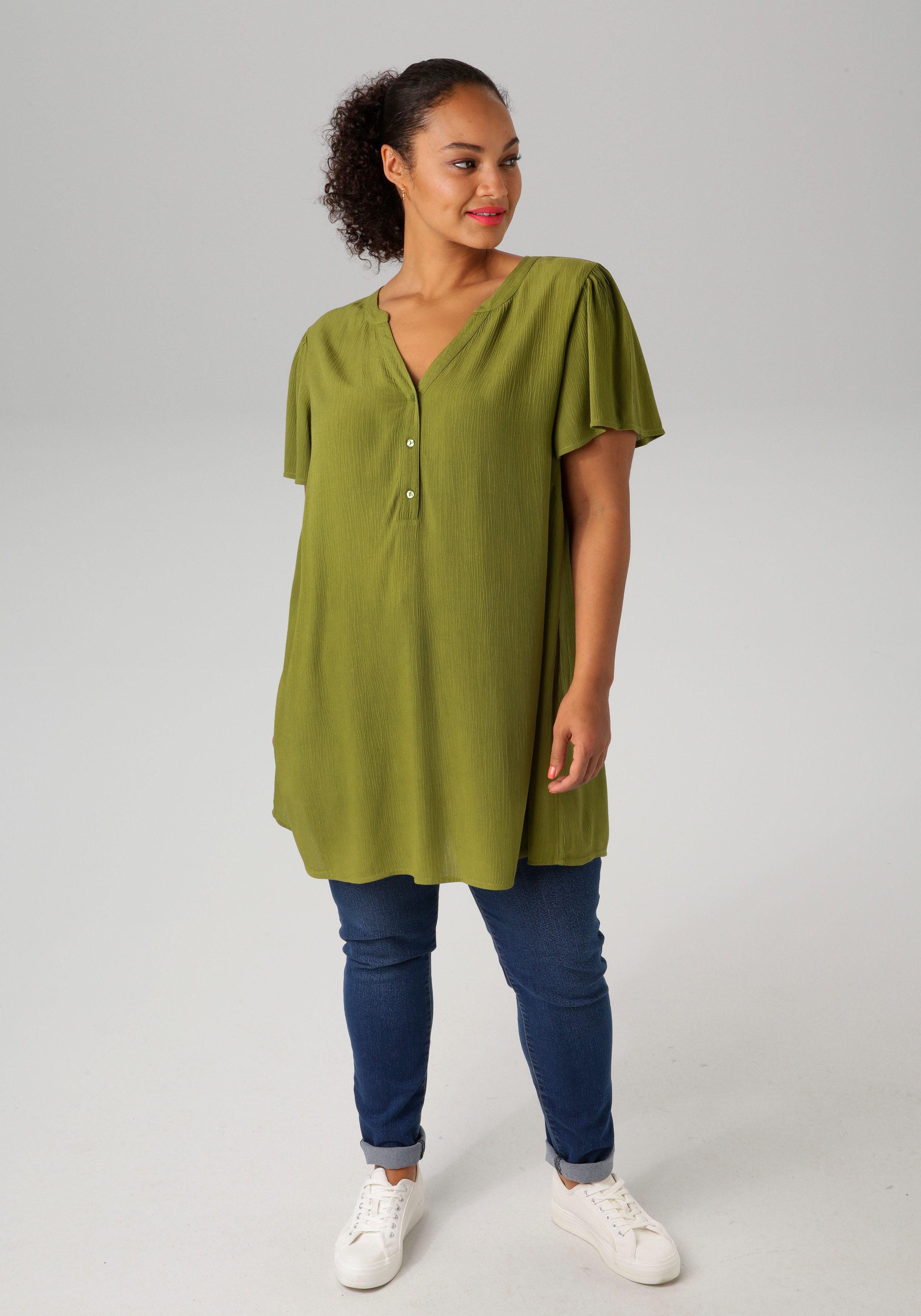 Aniston PLUS Lange blouse in trendy crepe-kwaliteit - nieuwe collectie