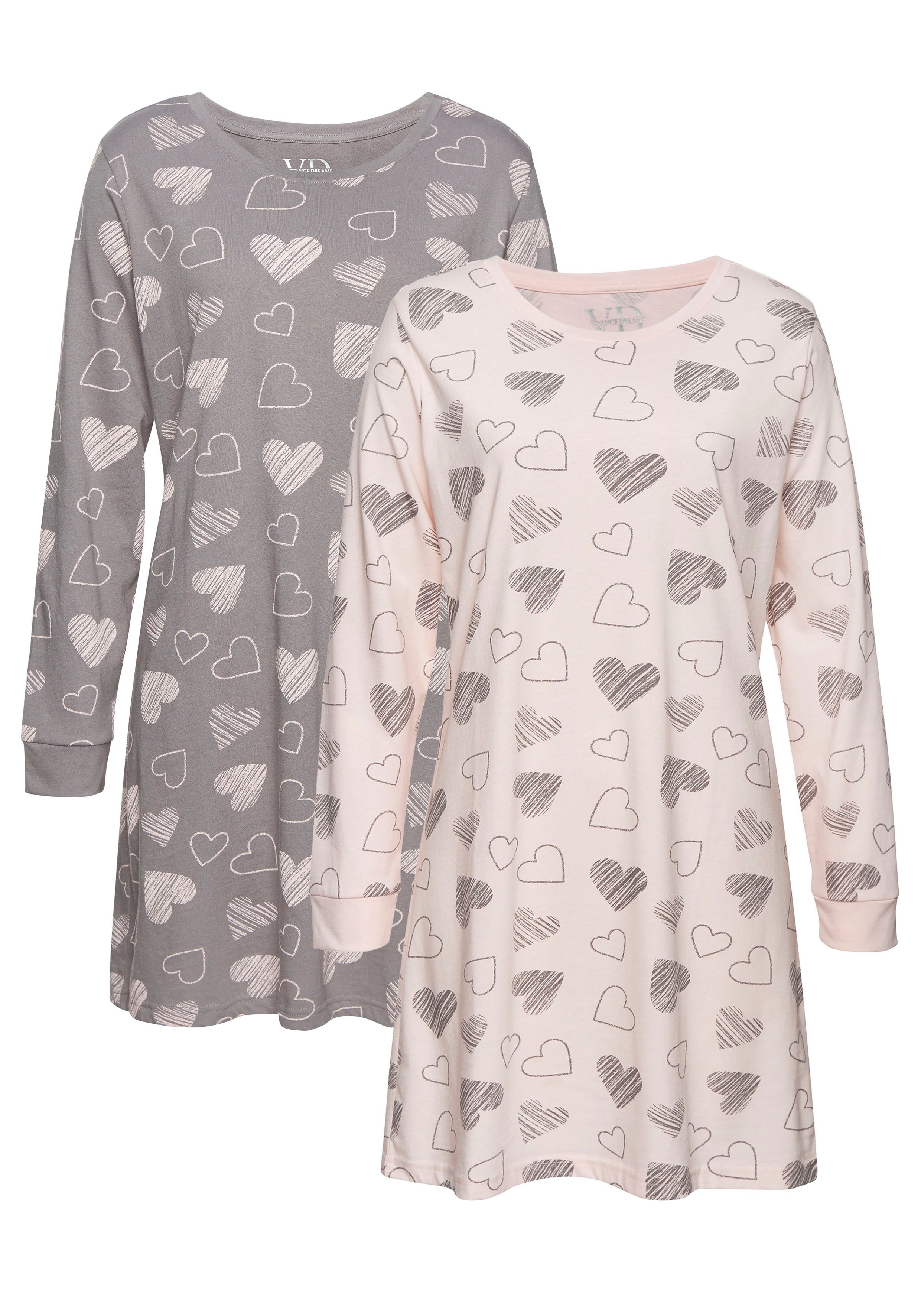 Vivance Dreams Nachthemd met leuke hartprint (Set van 2)